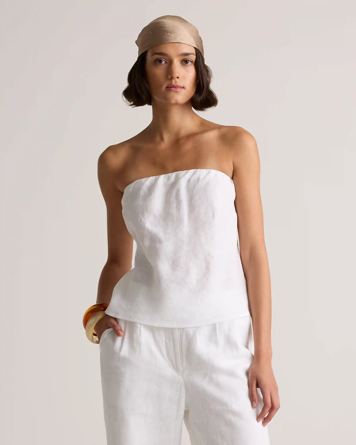 100% European Linen Strapless Top