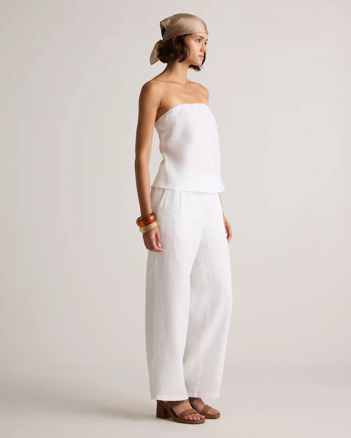100% European Linen Strapless Top