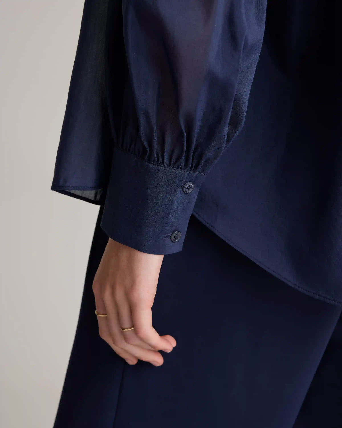 Cotton-Silk Voile Blouson Blouse