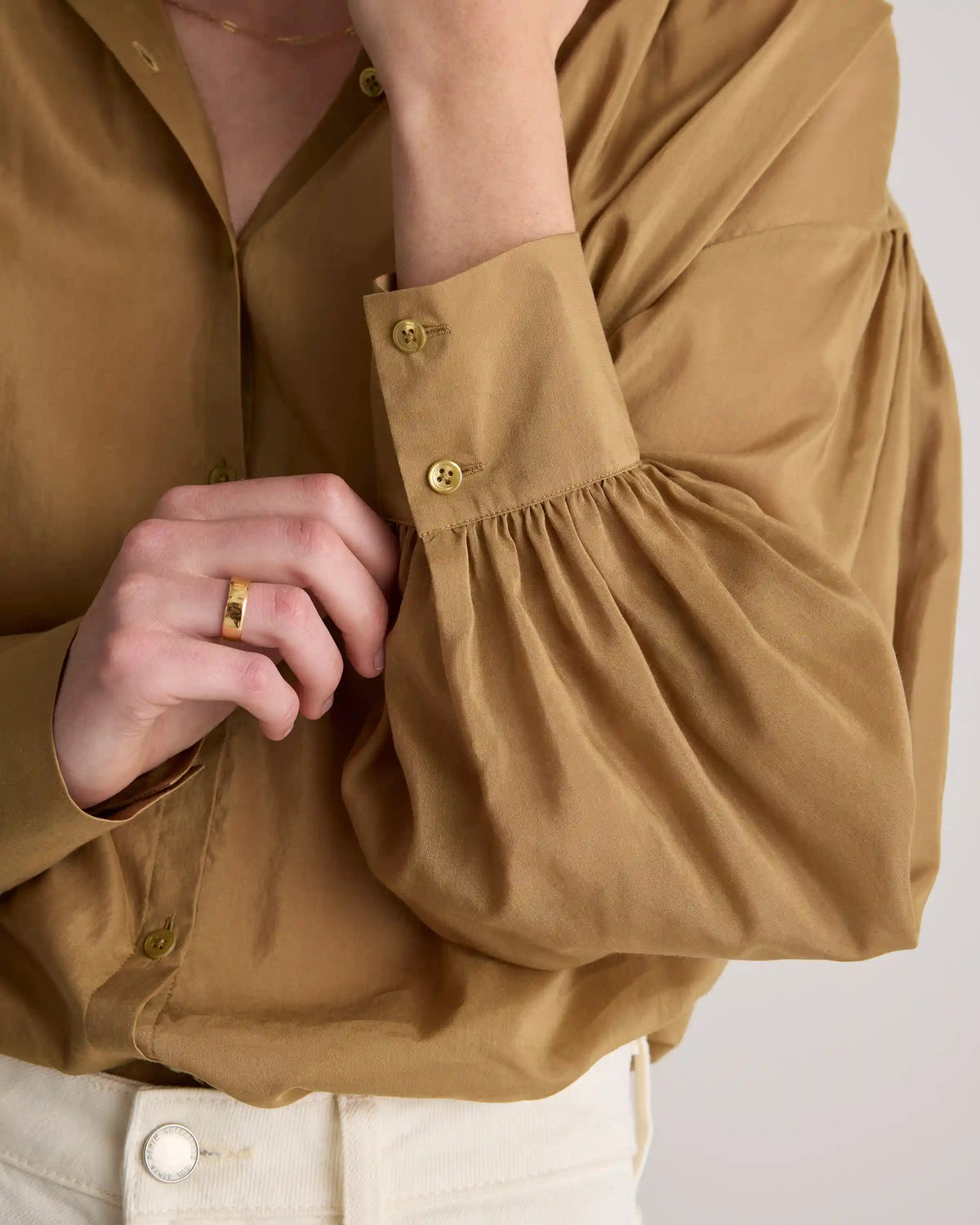 Cotton-Silk Voile Blouson Blouse