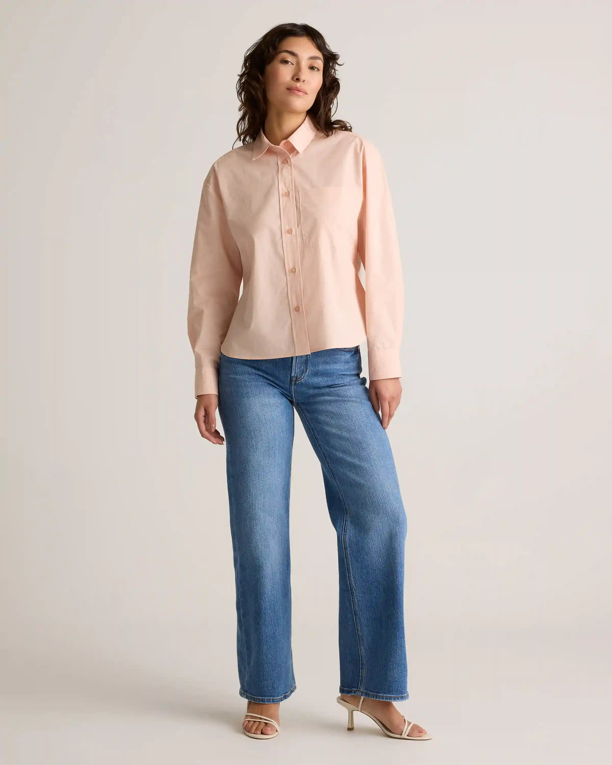 100% Organic Cotton Poplin Cropped Long Sleeve Shirt