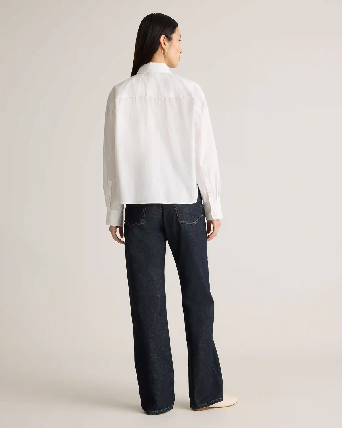 100% Organic Cotton Poplin Cropped Long Sleeve Shirt