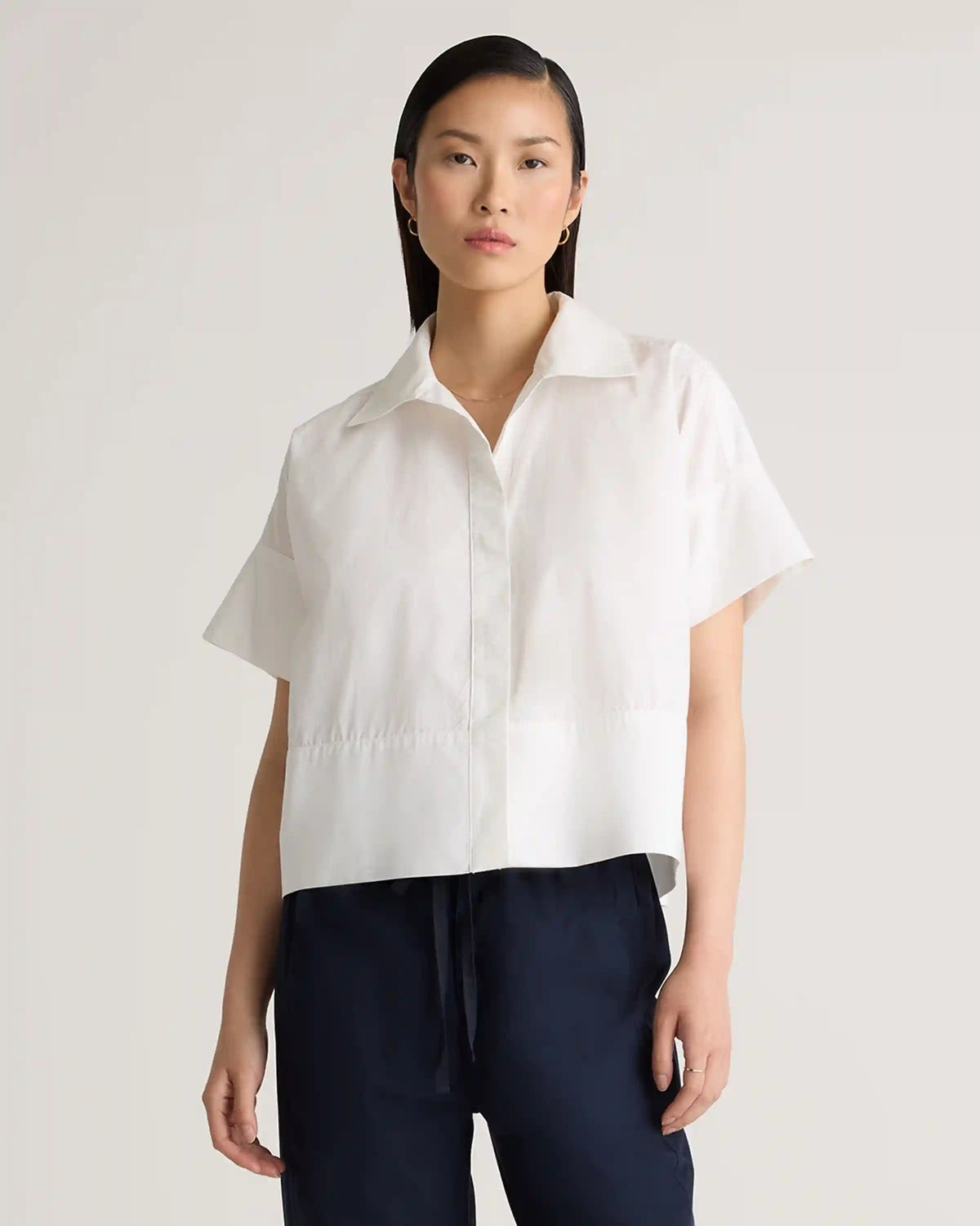 100% Organic Cotton Poplin Boxy Short Sleeve Shirt