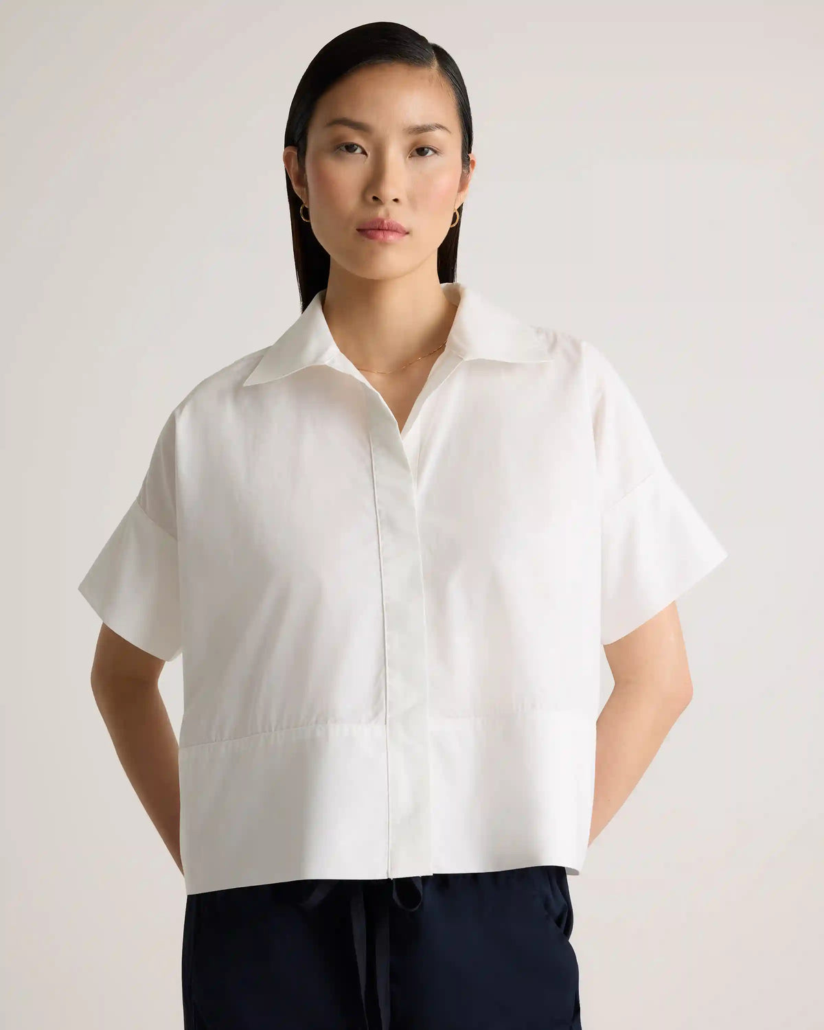 100% Organic Cotton Poplin Boxy Short Sleeve Shirt