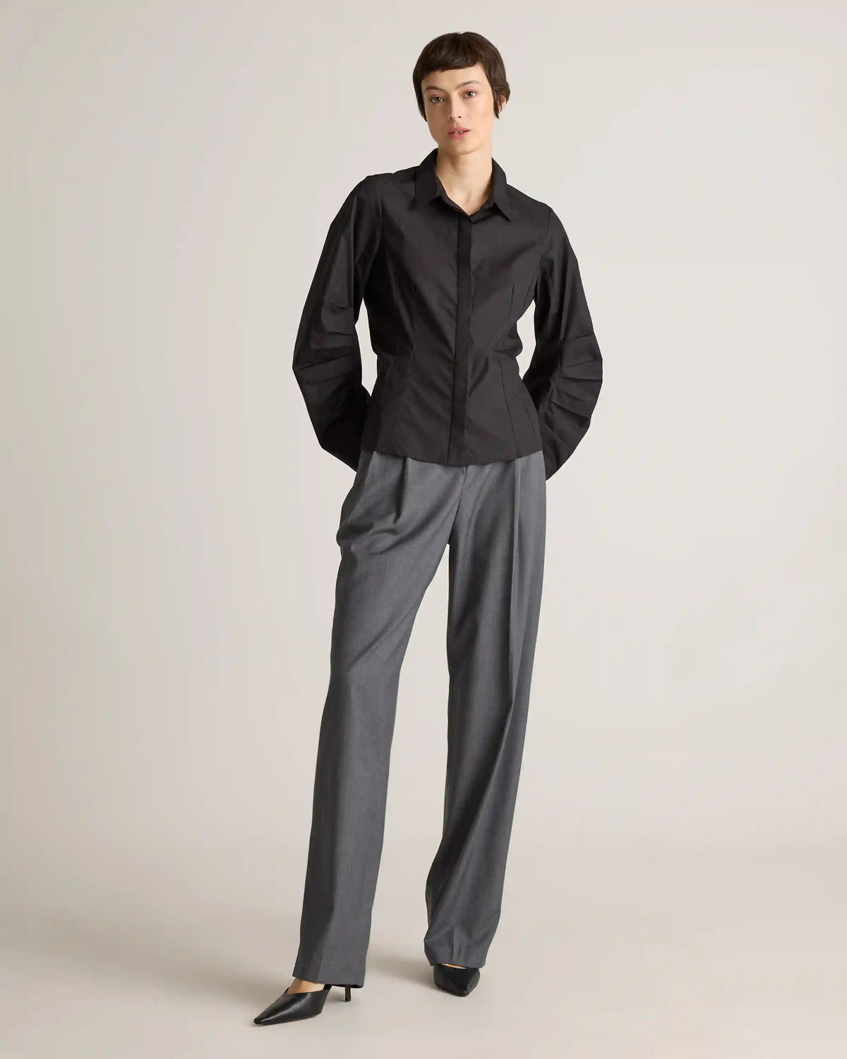 100% Organic Cotton Poplin Balloon Sleeve Shirt
