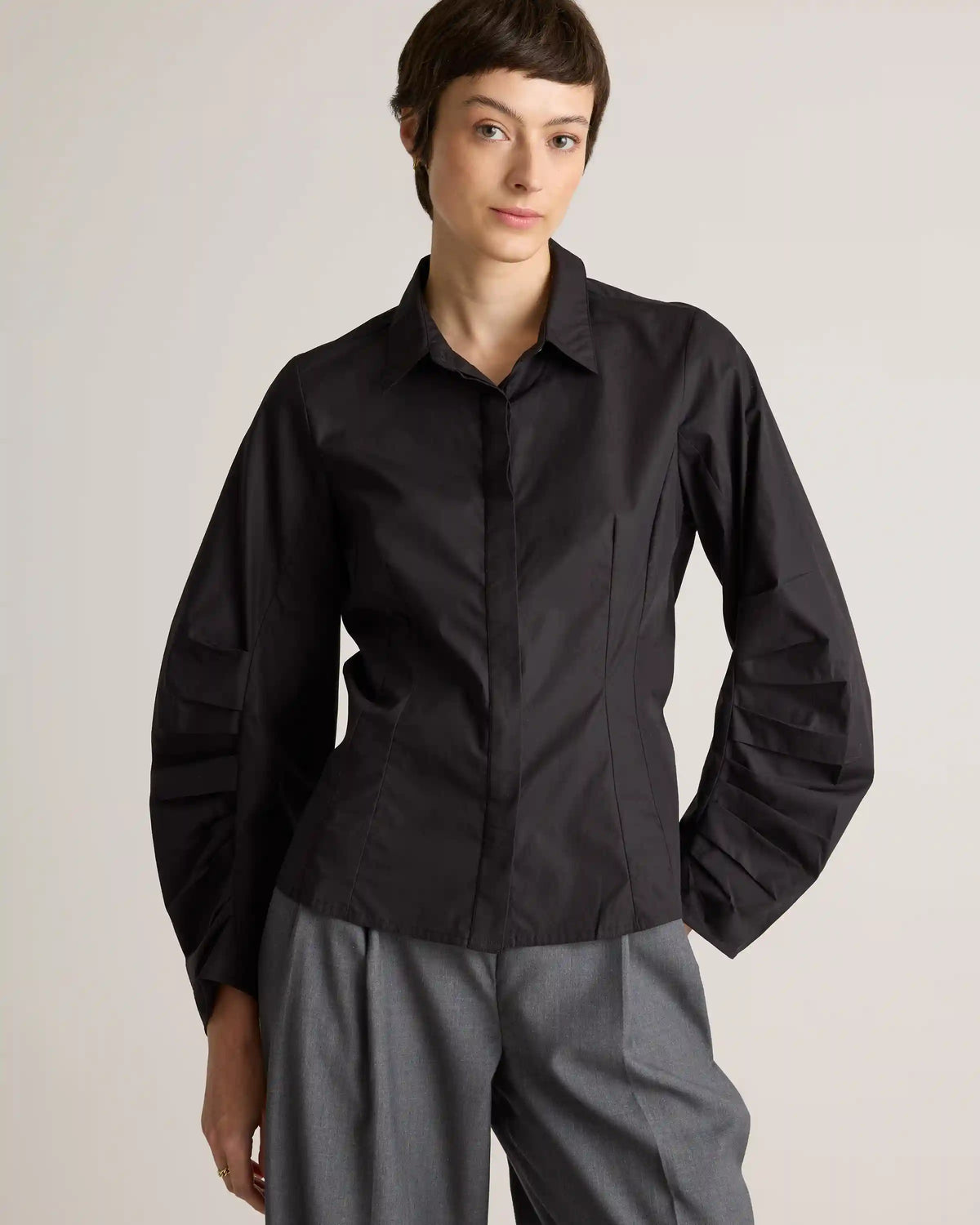 100% Organic Cotton Poplin Balloon Sleeve Shirt