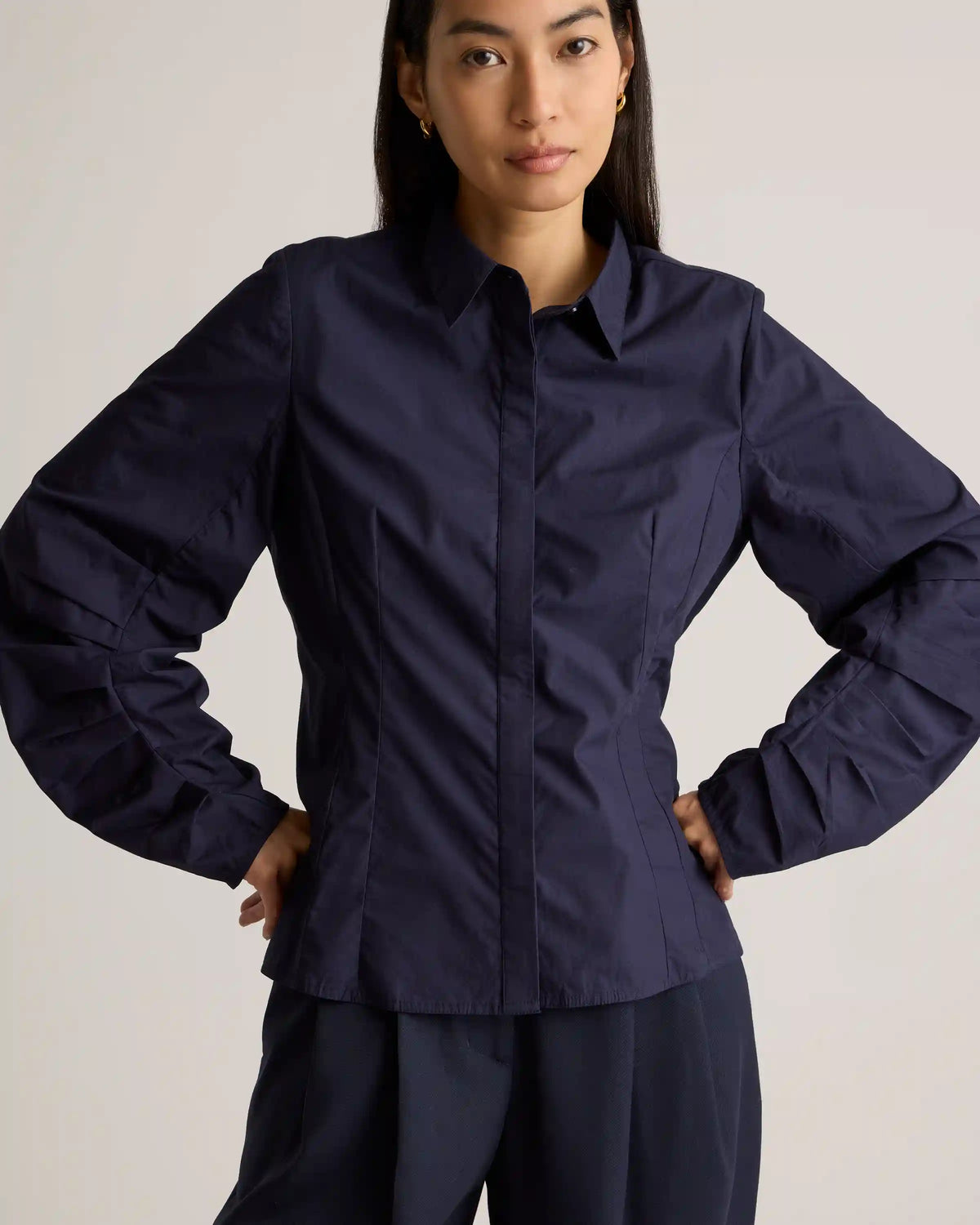 100% Organic Cotton Poplin Balloon Sleeve Shirt