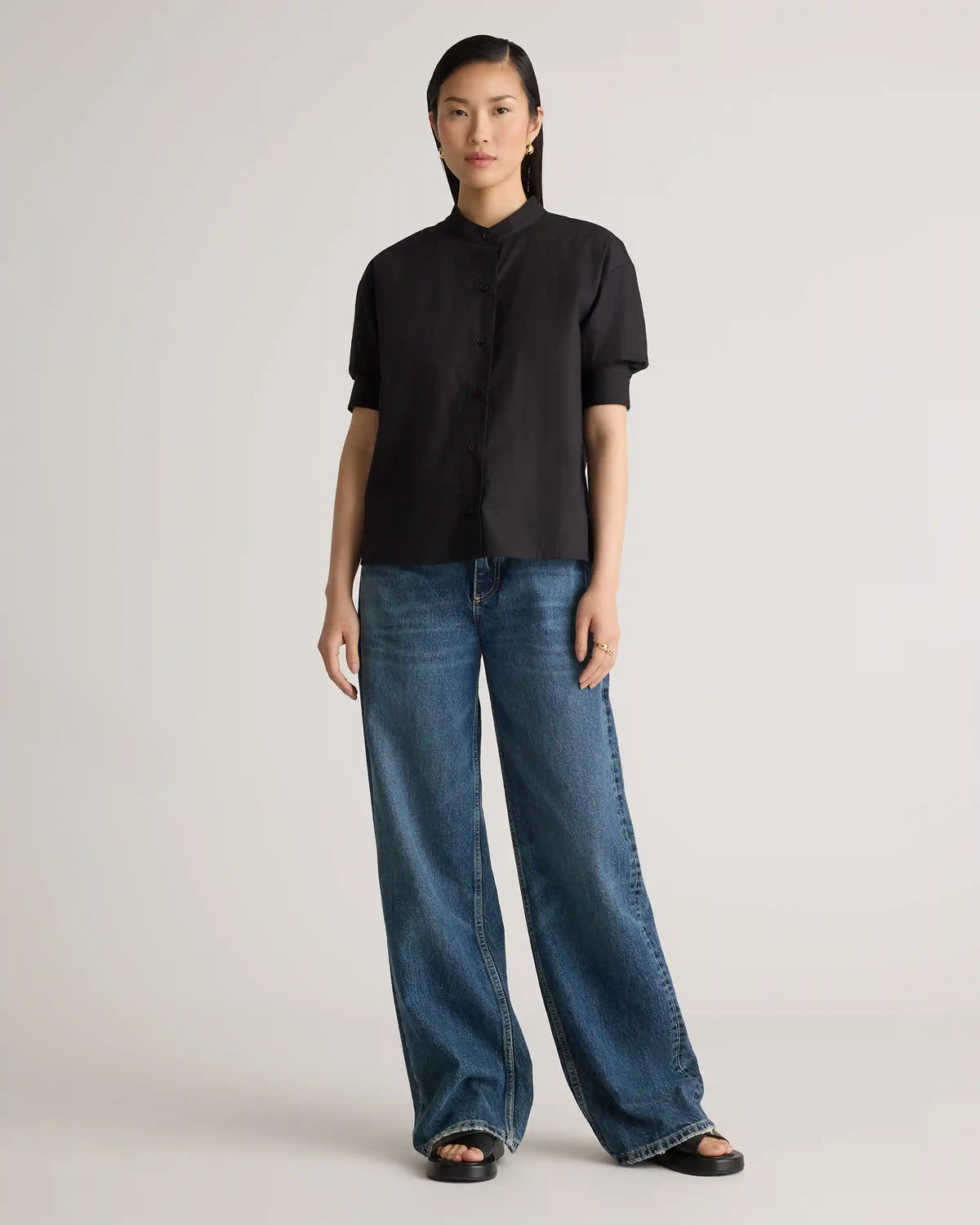100% Organic Cotton Poplin Puff Sleeve Shirt