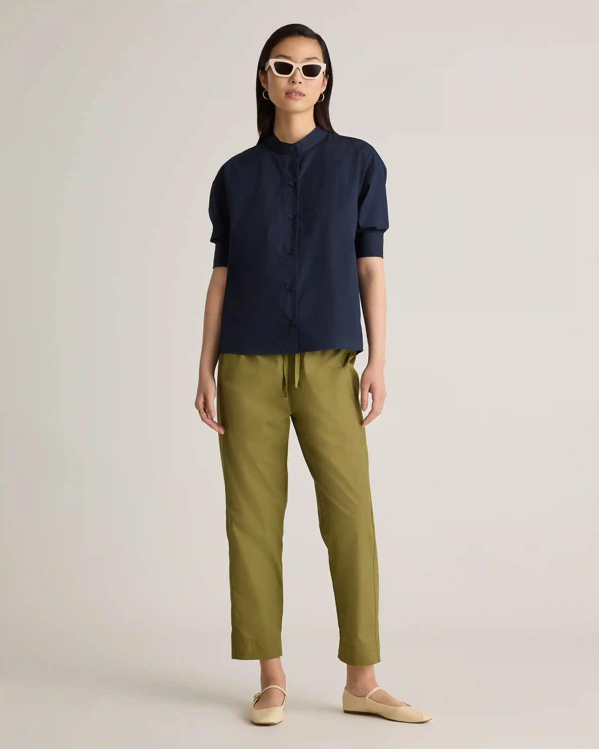 100% Organic Cotton Poplin Puff Sleeve Shirt