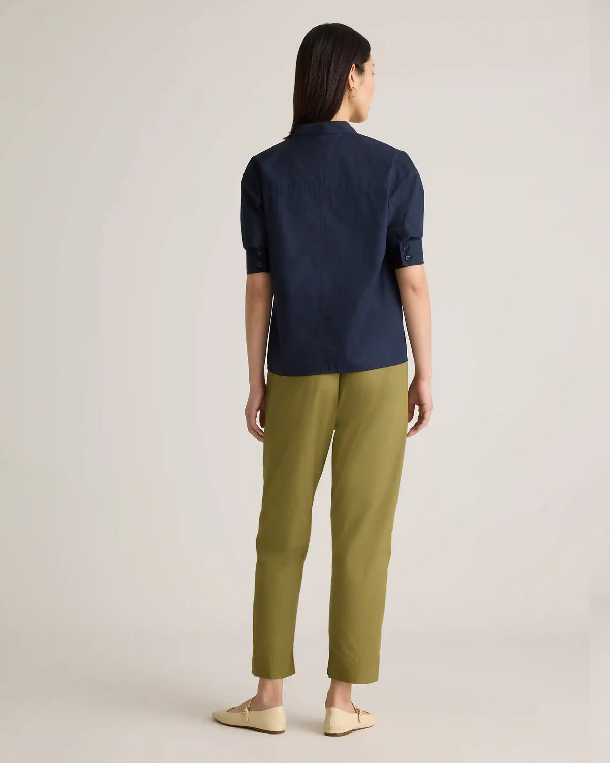 100% Organic Cotton Poplin Puff Sleeve Shirt