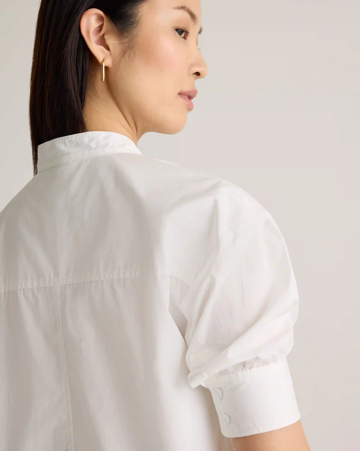 100% Organic Cotton Poplin Puff Sleeve Shirt