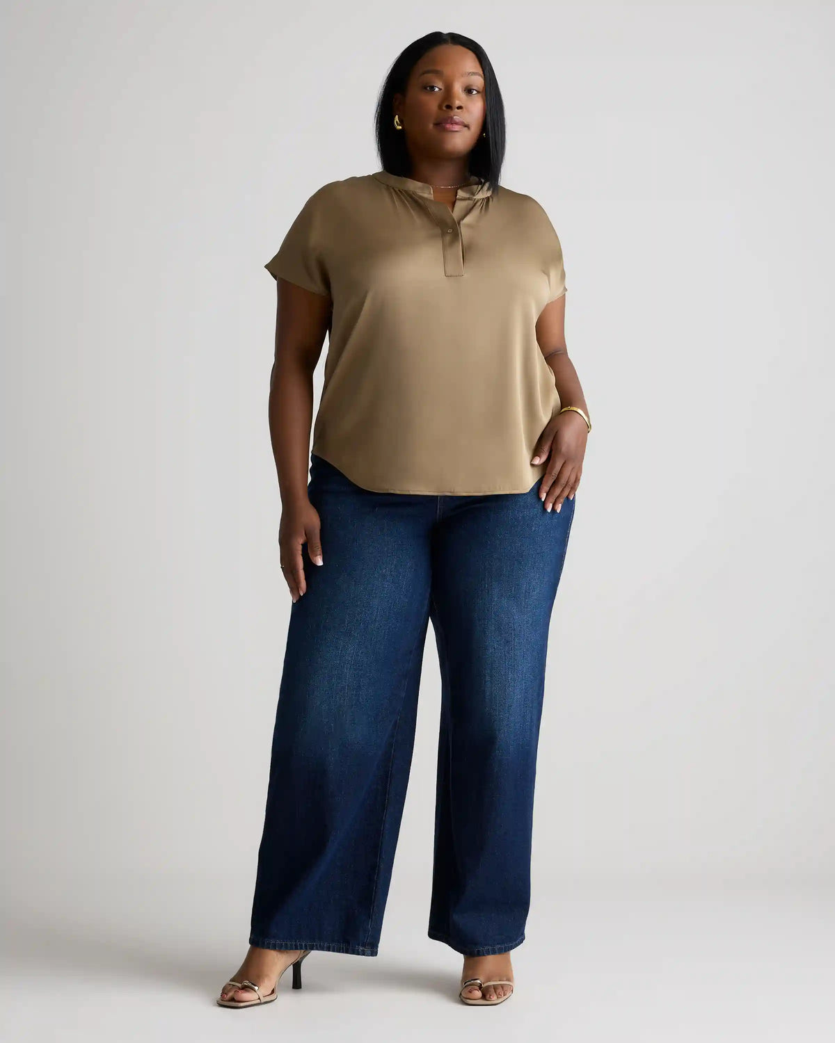 Washable Stretch Silk Dolman Sleeve Blouse