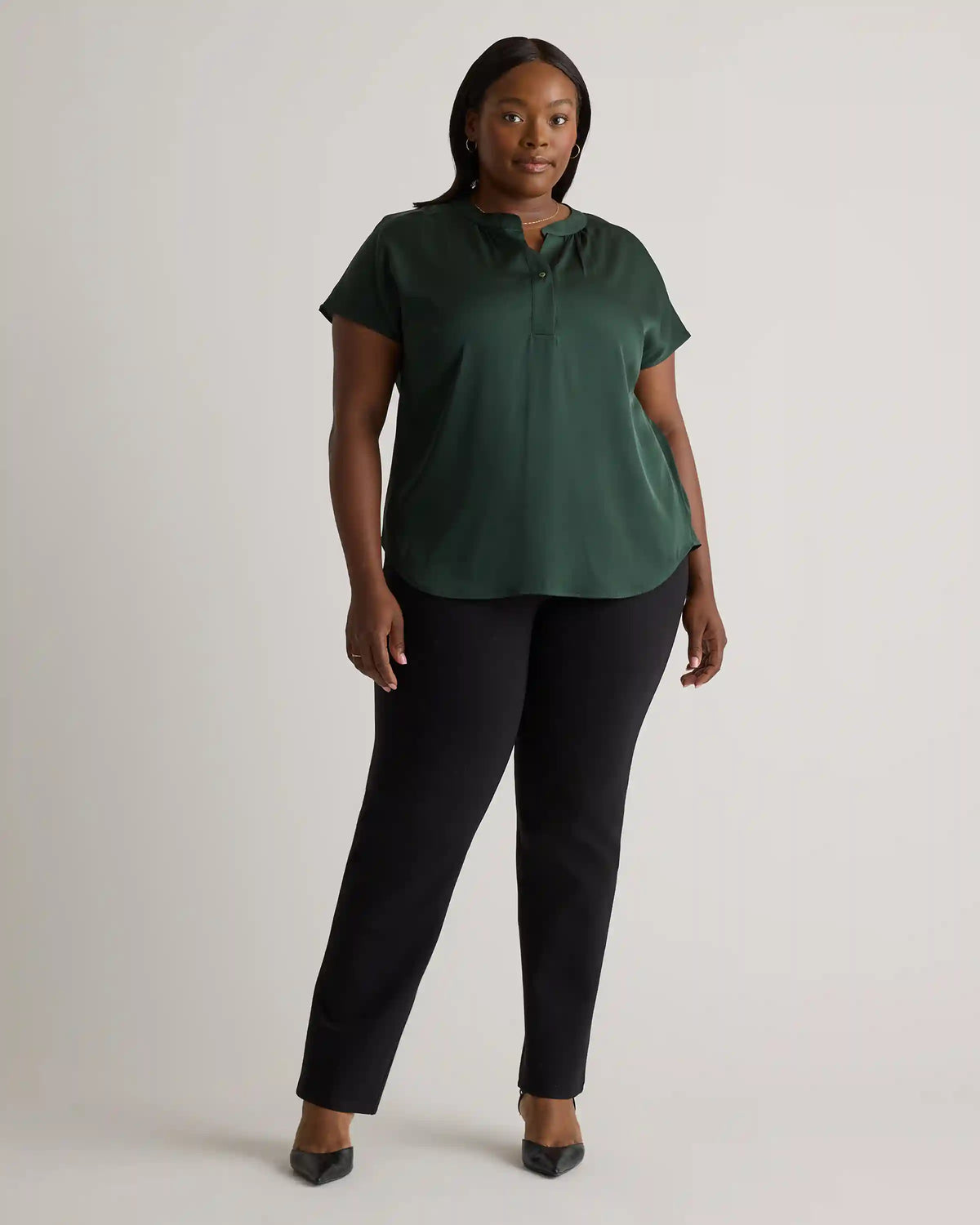 Washable Stretch Silk Dolman Sleeve Blouse
