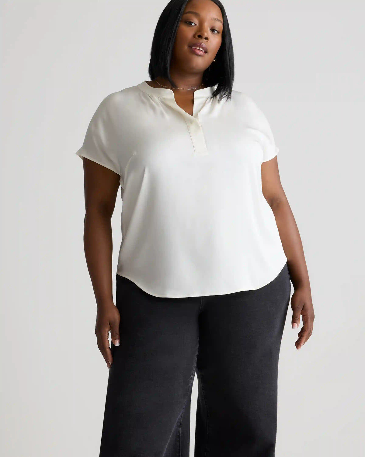 Washable Stretch Silk Dolman Sleeve Blouse