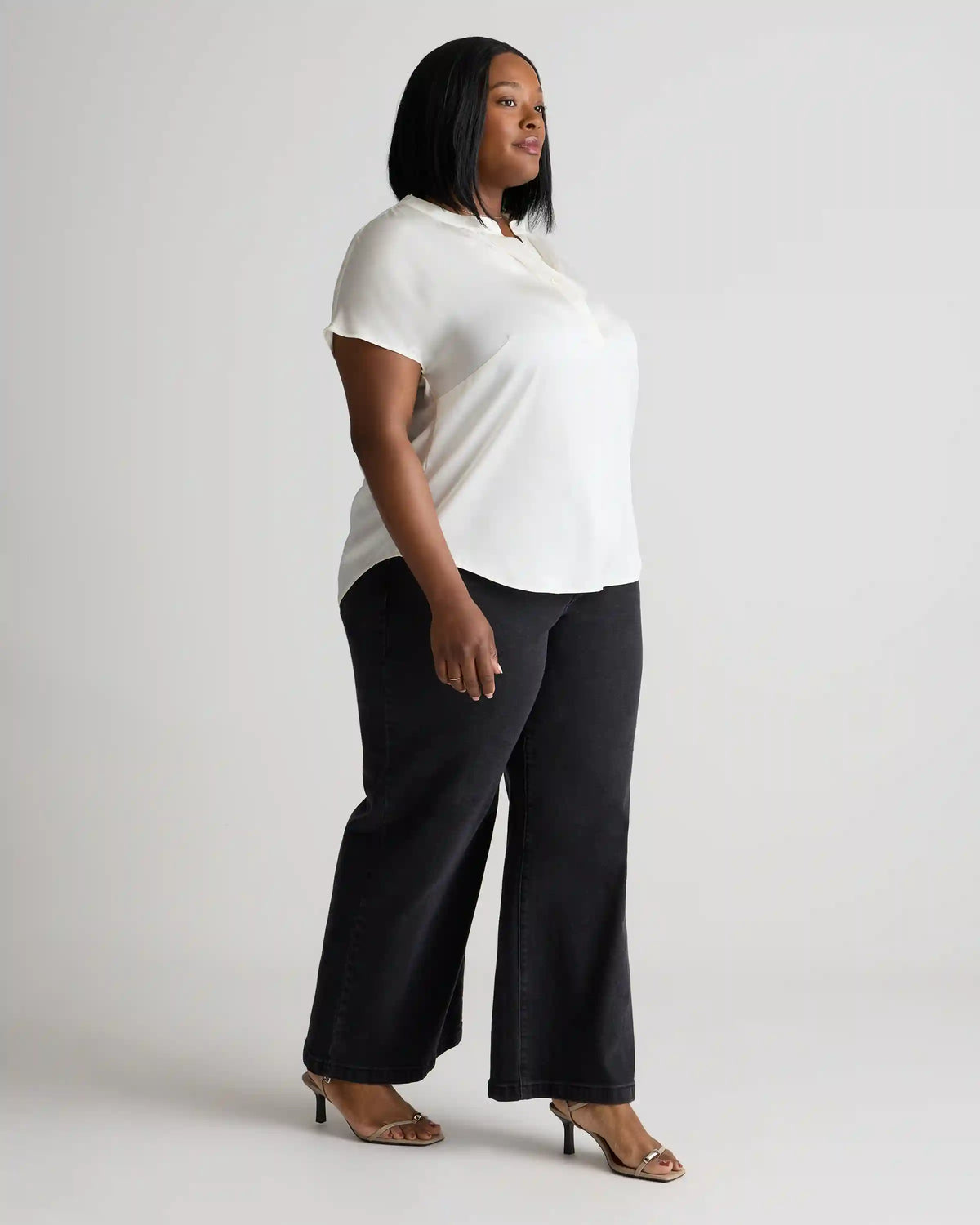 Washable Stretch Silk Dolman Sleeve Blouse