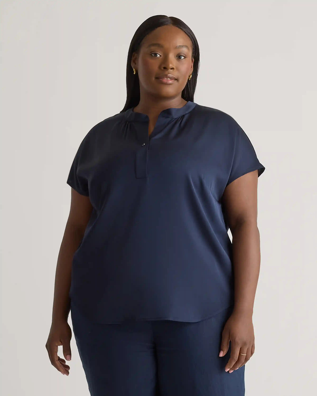 Washable Stretch Silk Dolman Sleeve Blouse
