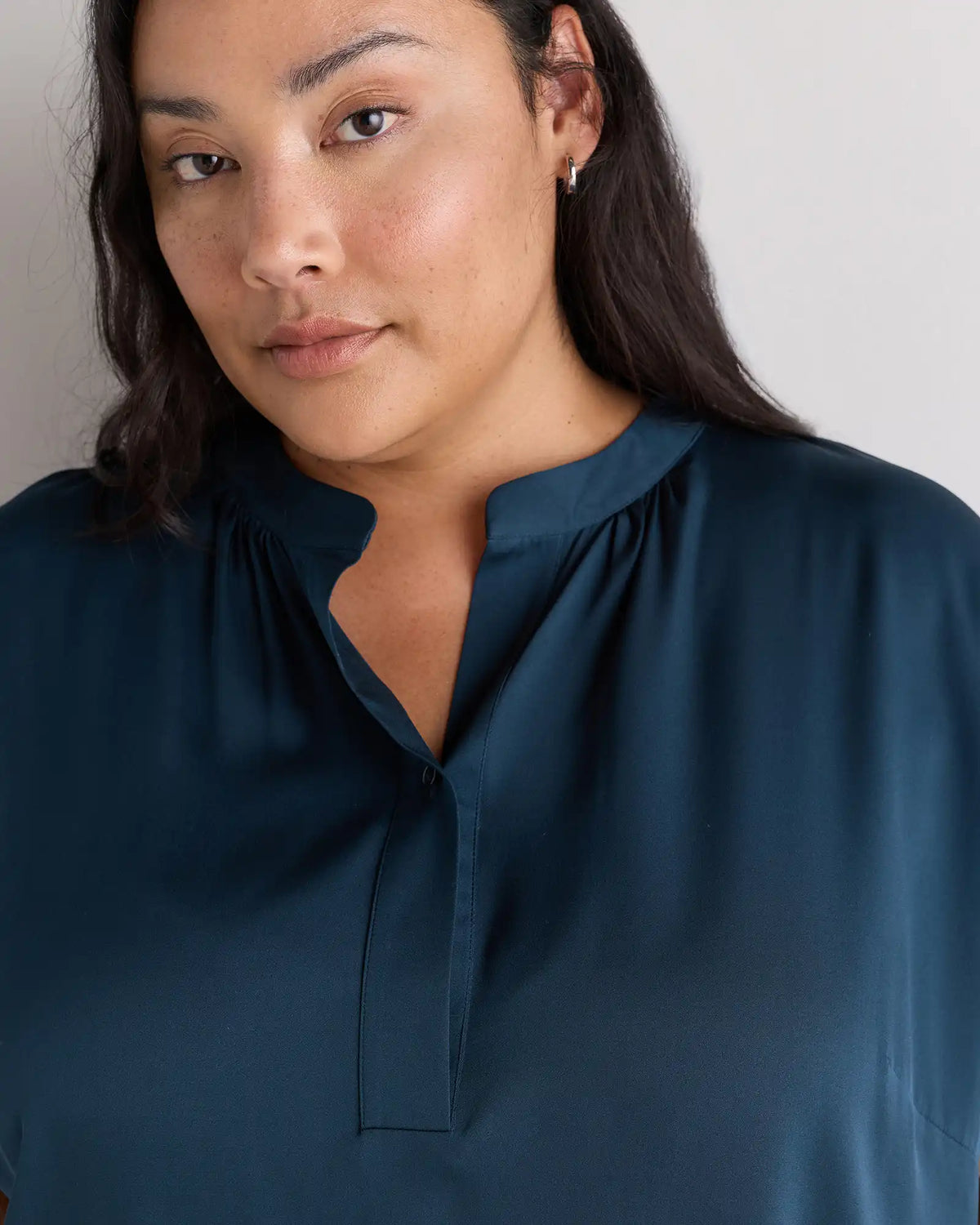 Washable Stretch Silk Dolman Sleeve Blouse
