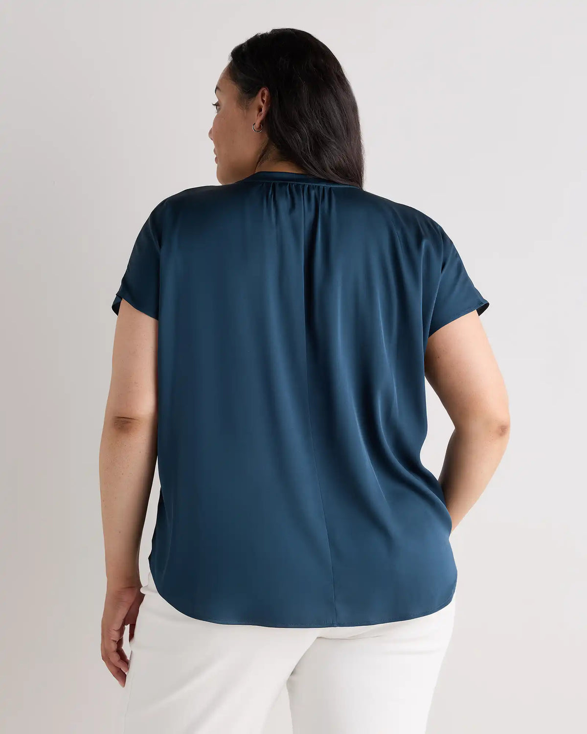Washable Stretch Silk Dolman Sleeve Blouse