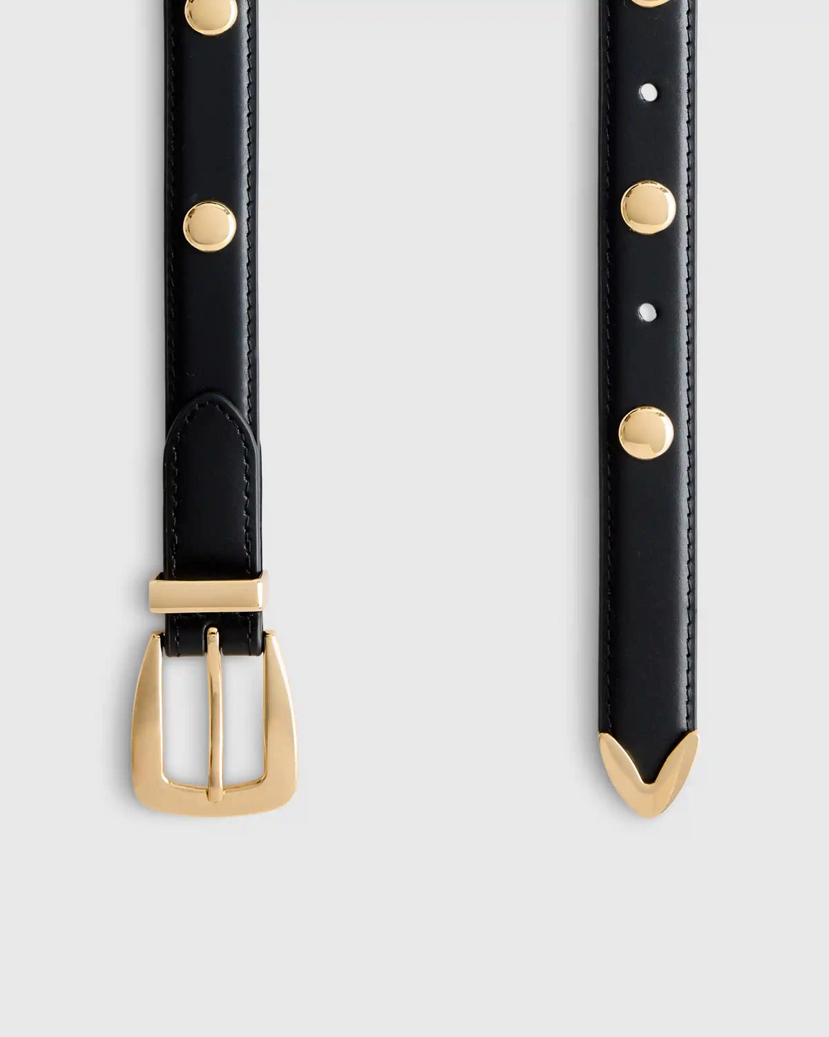 Alyssa European Leather Studded Skinny Belt