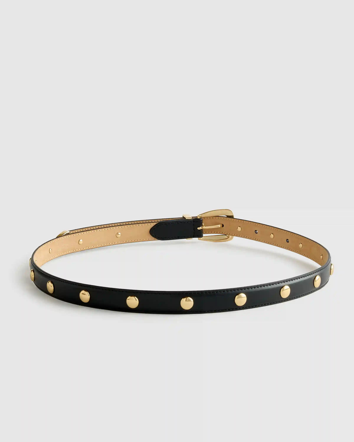 Alyssa European Leather Studded Skinny Belt