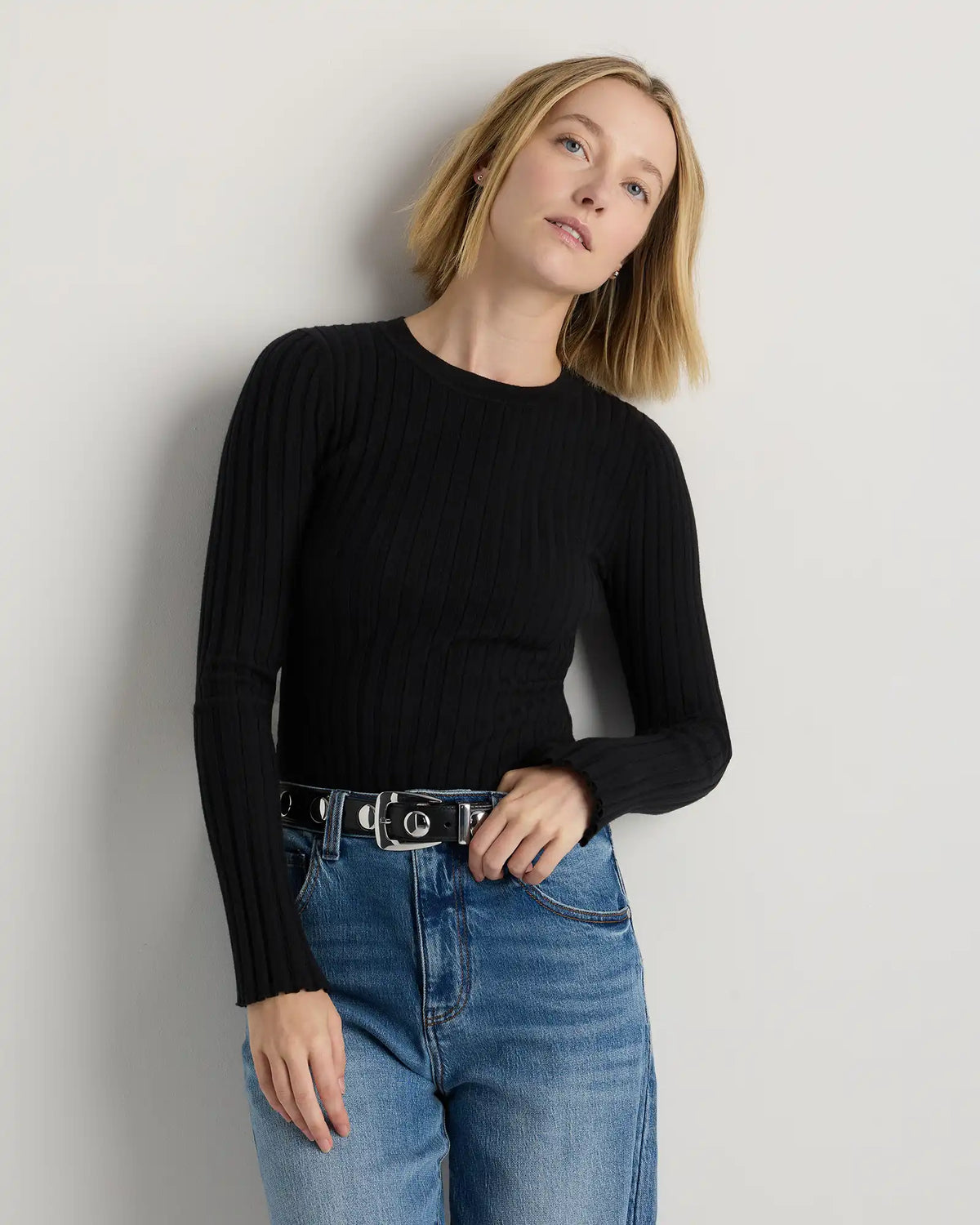 Alyssa European Leather Studded Belt