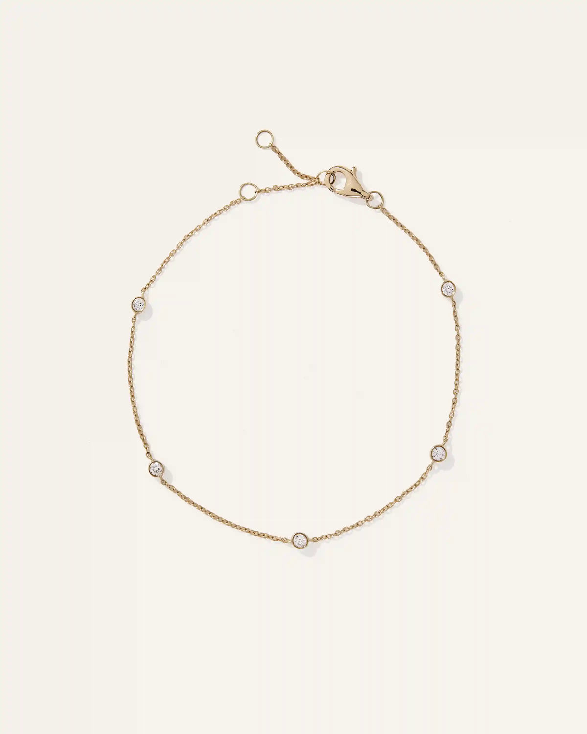 14K Gold Diamond Bezel Station Bracelet