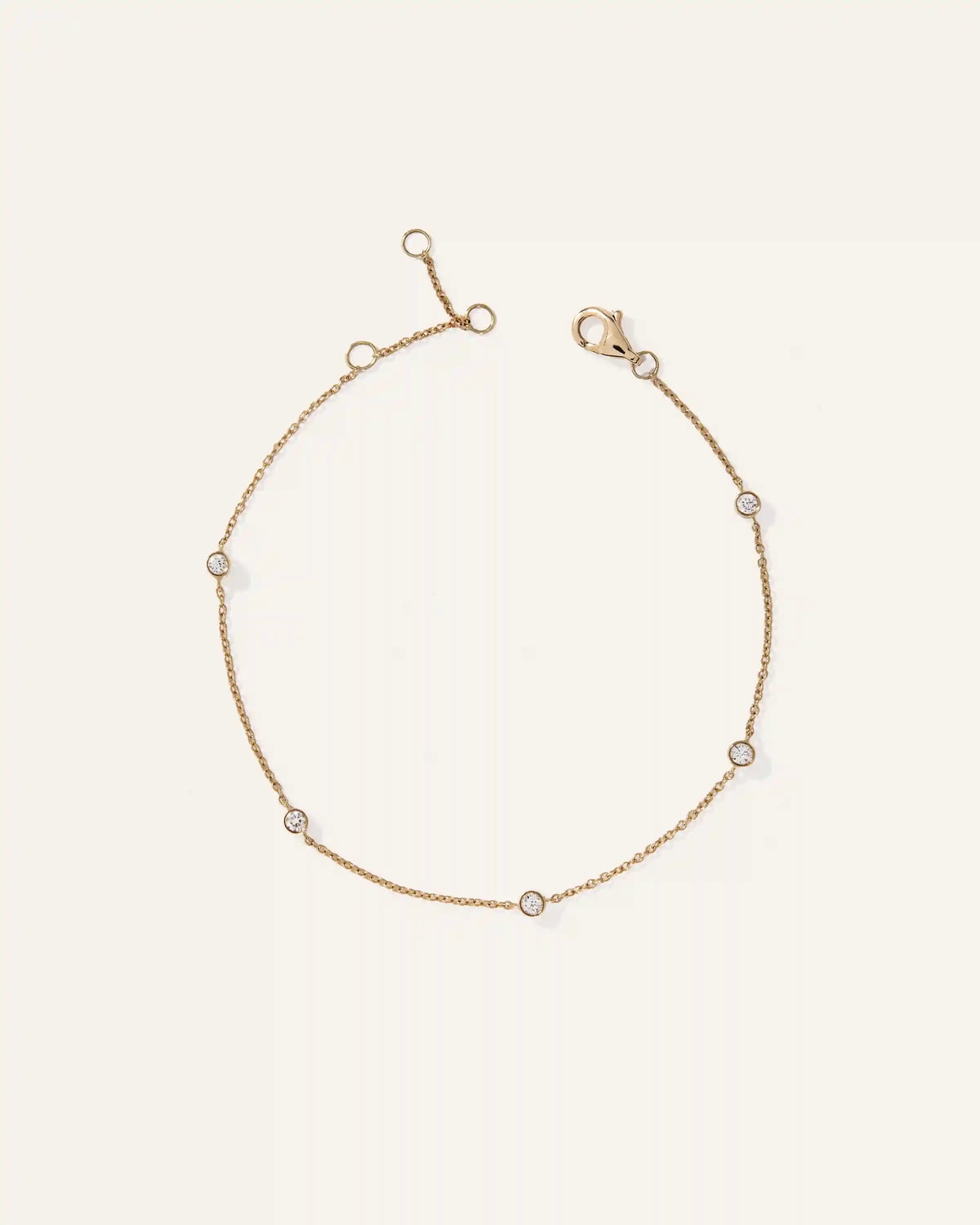 14K Gold Diamond Bezel Station Bracelet