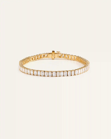 14K Gold Lab Grown Diamond North-South Emerald Tennis Bracelet - 10ctw