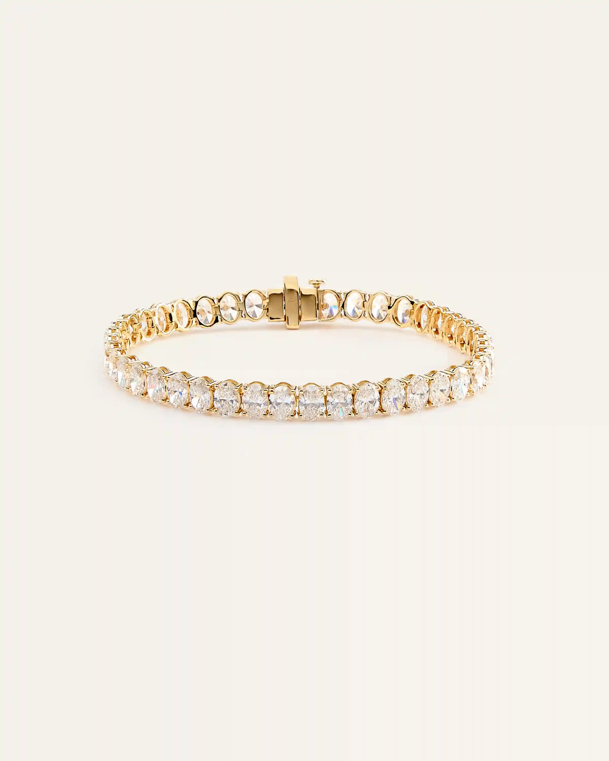 14K Gold Lab Grown Diamond North-South Oval Tennis Bracelet - 15ctw