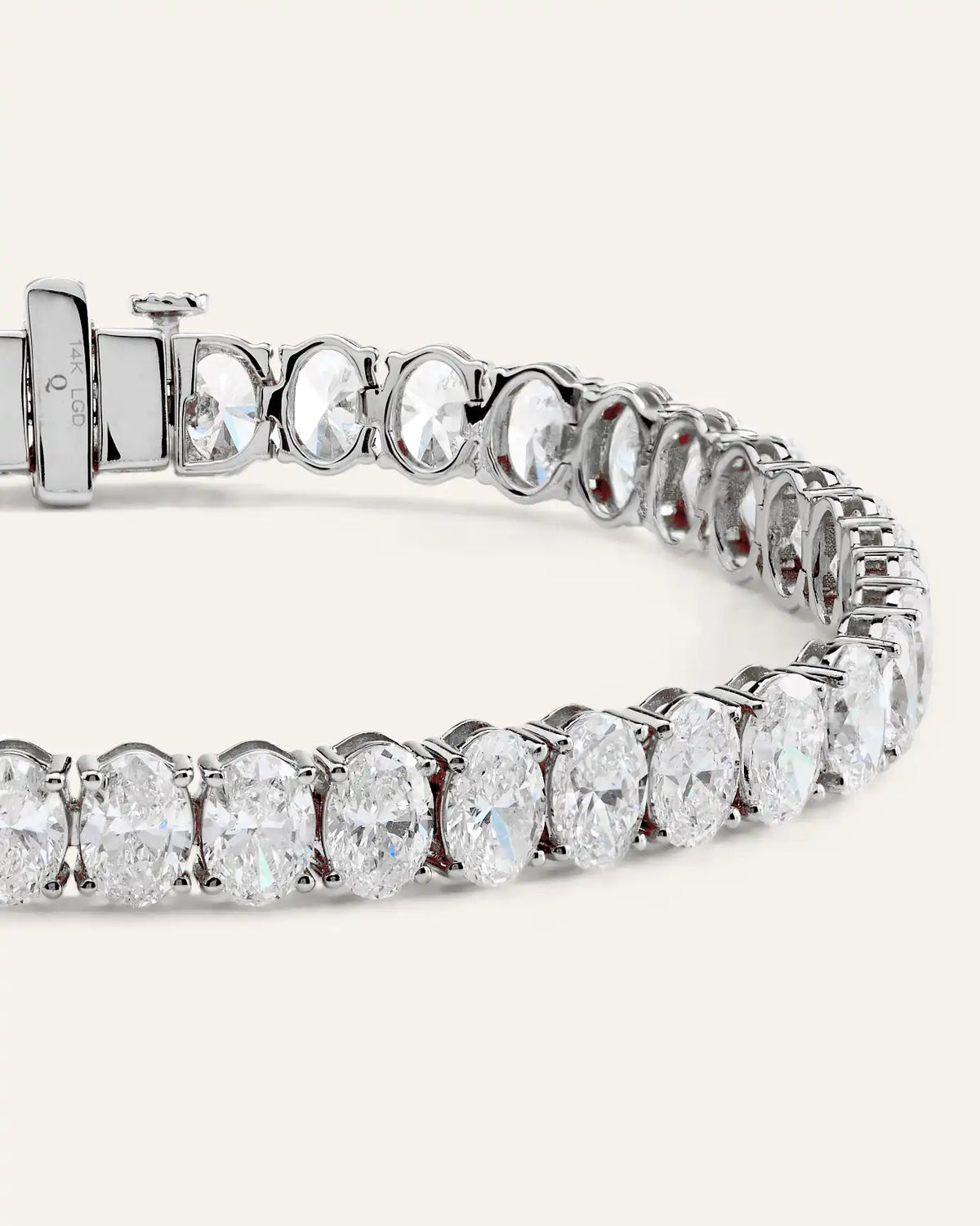 14K Gold Lab Grown Diamond North-South Oval Tennis Bracelet - 15ctw