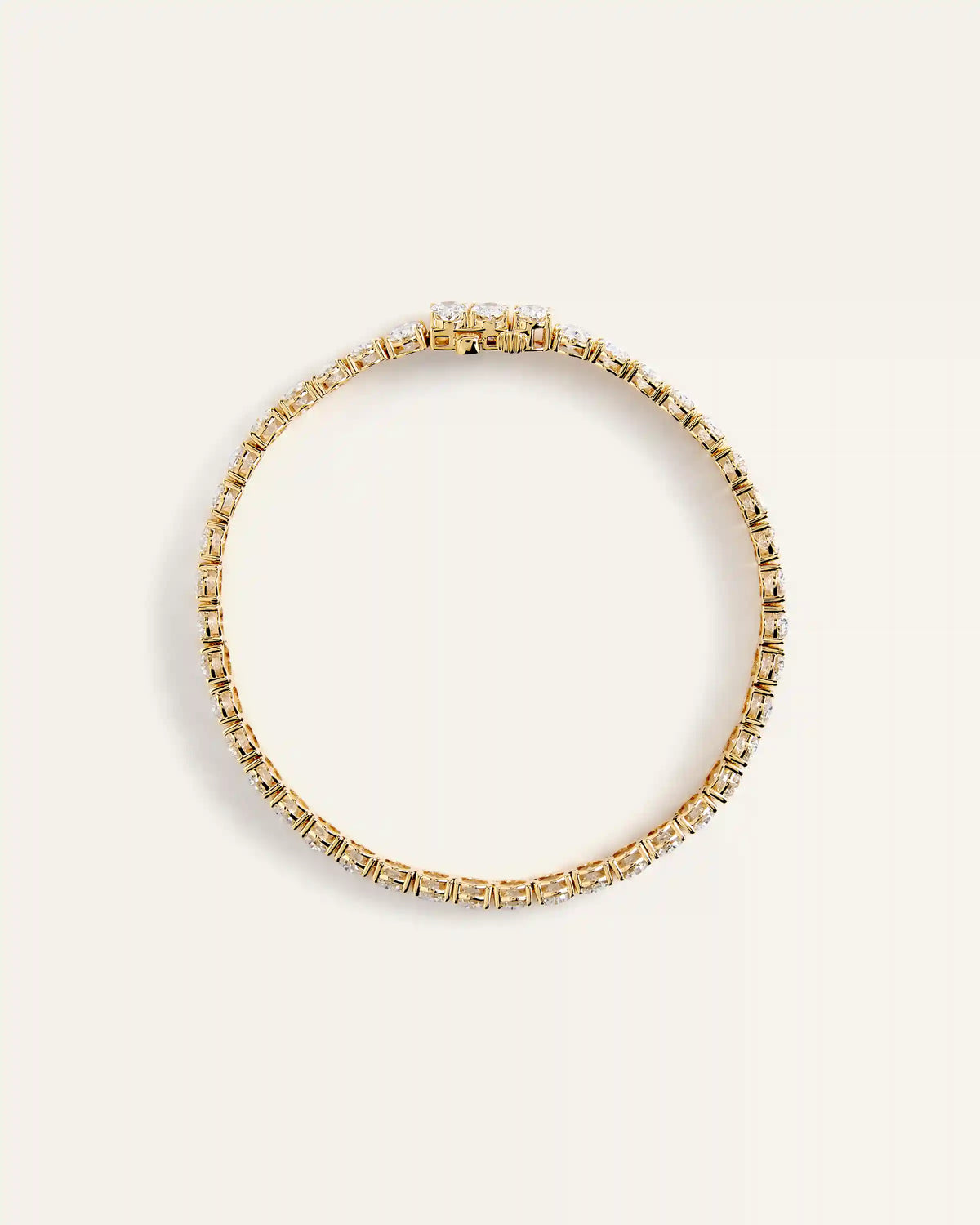 14K Gold Lab Grown Diamond North-South Oval Tennis Bracelet - 15ctw