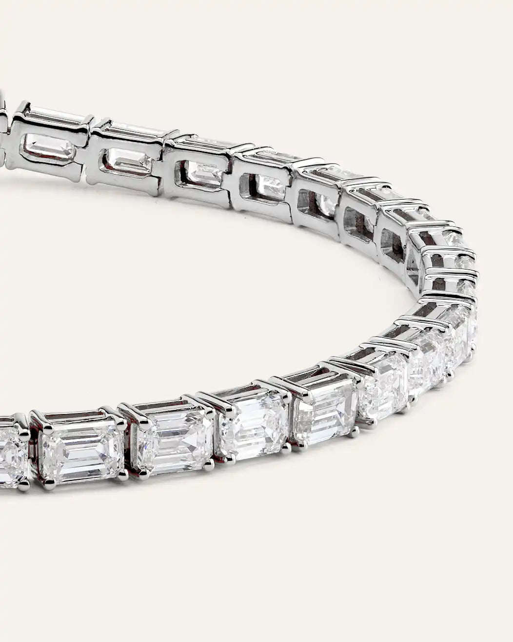 14K Gold Lab Grown Diamond East-West Emerald Tennis Bracelet - 10ctw