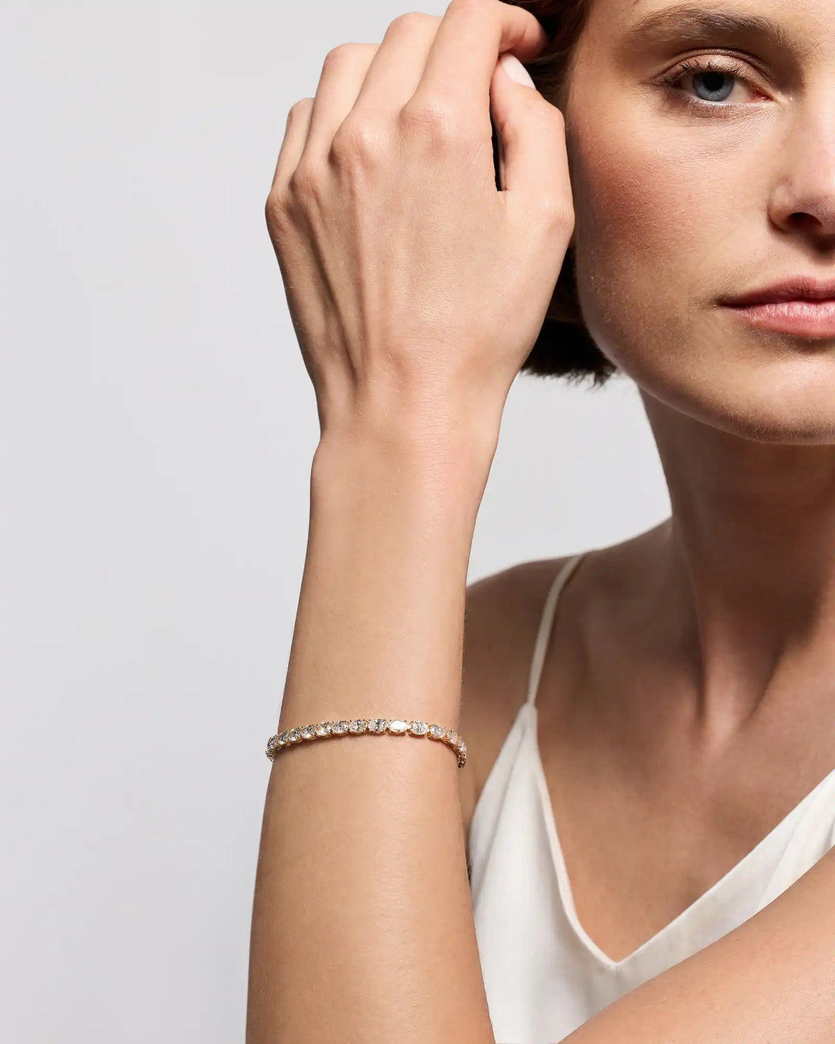 14K Gold Lab Grown Diamond East-West Oval Tennis Bracelet - 10ctw