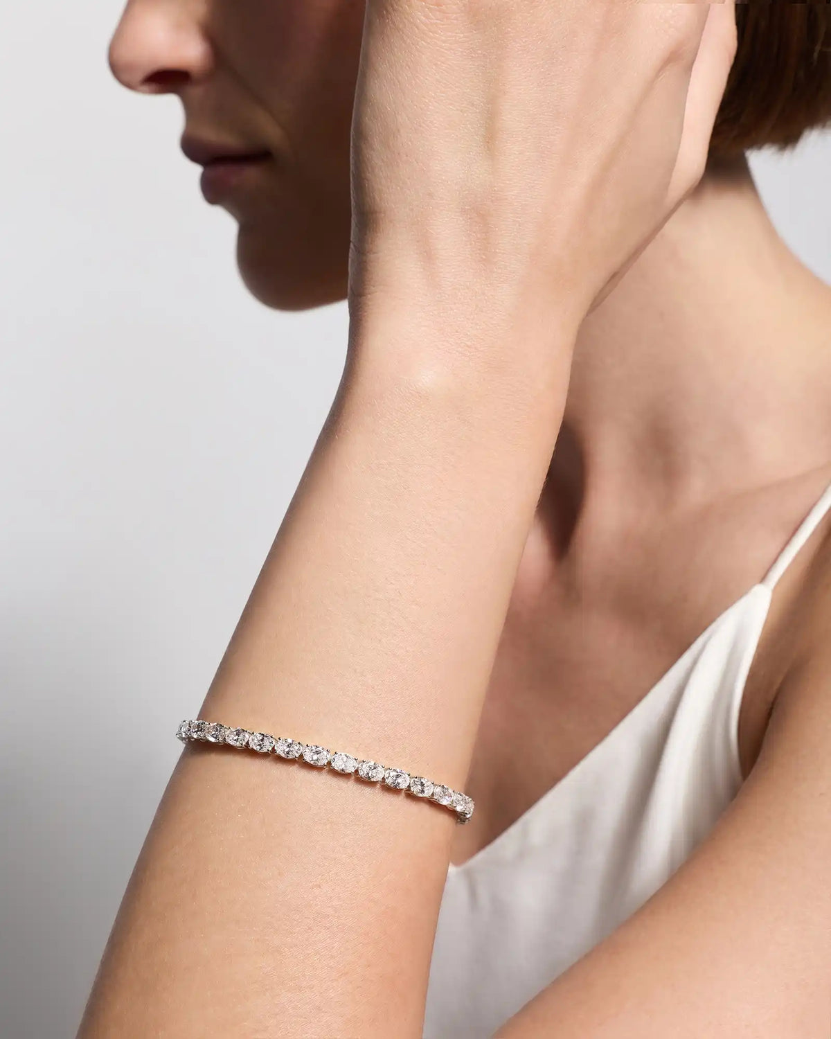 14K Gold Lab Grown Diamond East-West Oval Tennis Bracelet - 10ctw