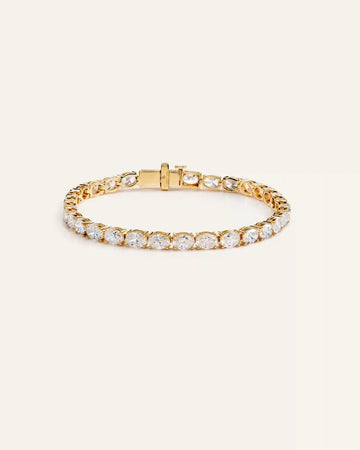 14K Gold Lab Grown Diamond East-West Oval Tennis Bracelet - 10ctw