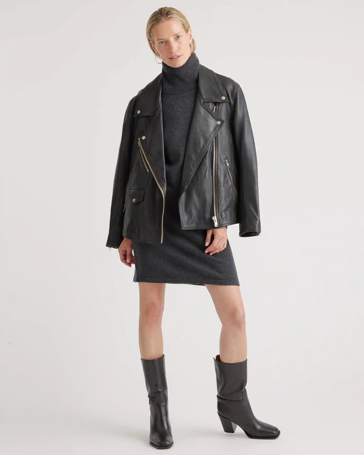 Mongolian Spring Cashmere Turtleneck Sweater Dress