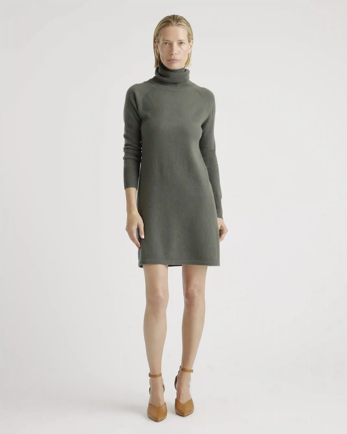 Mongolian Spring Cashmere Turtleneck Sweater Dress