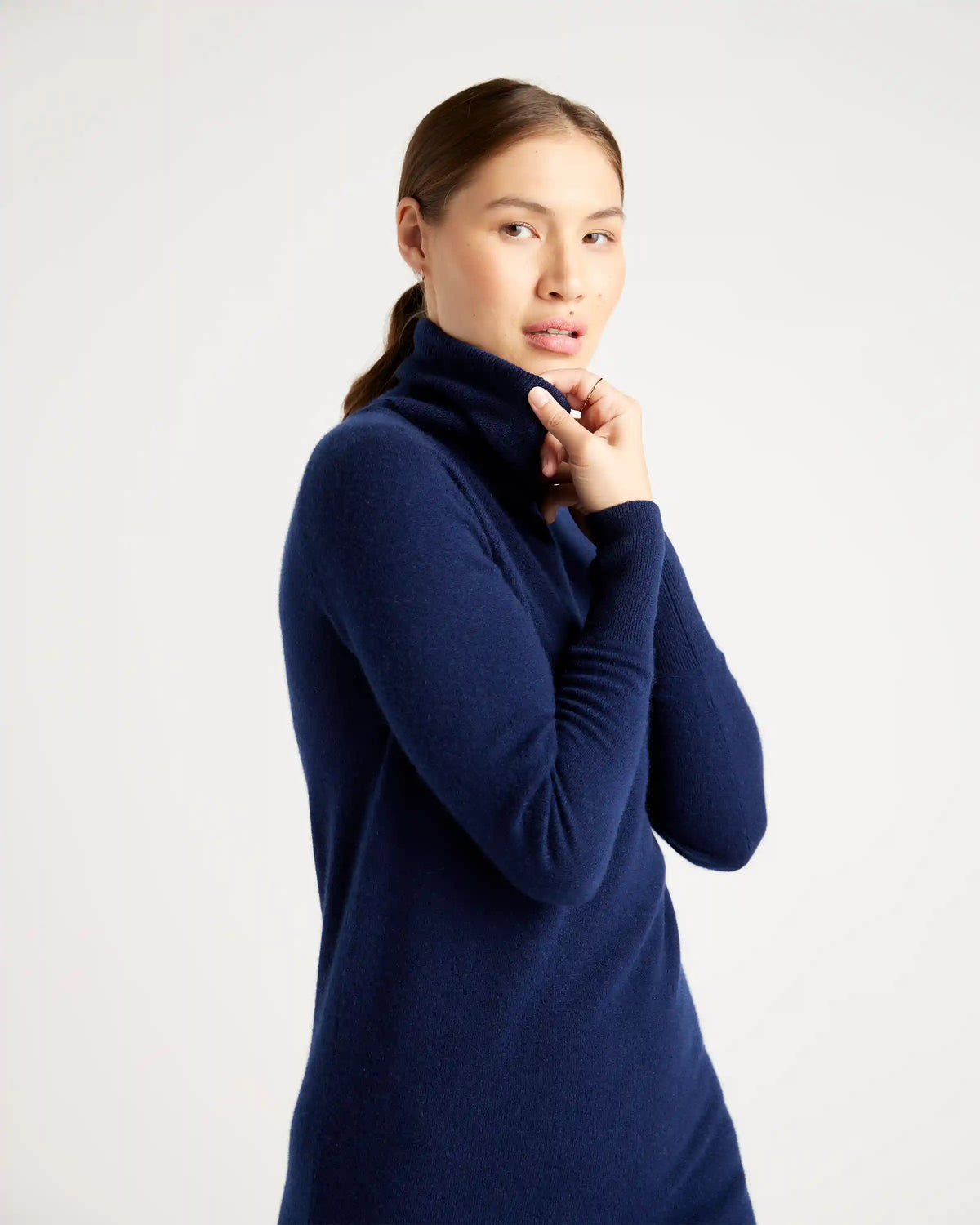 Mongolian Spring Cashmere Turtleneck Sweater Dress