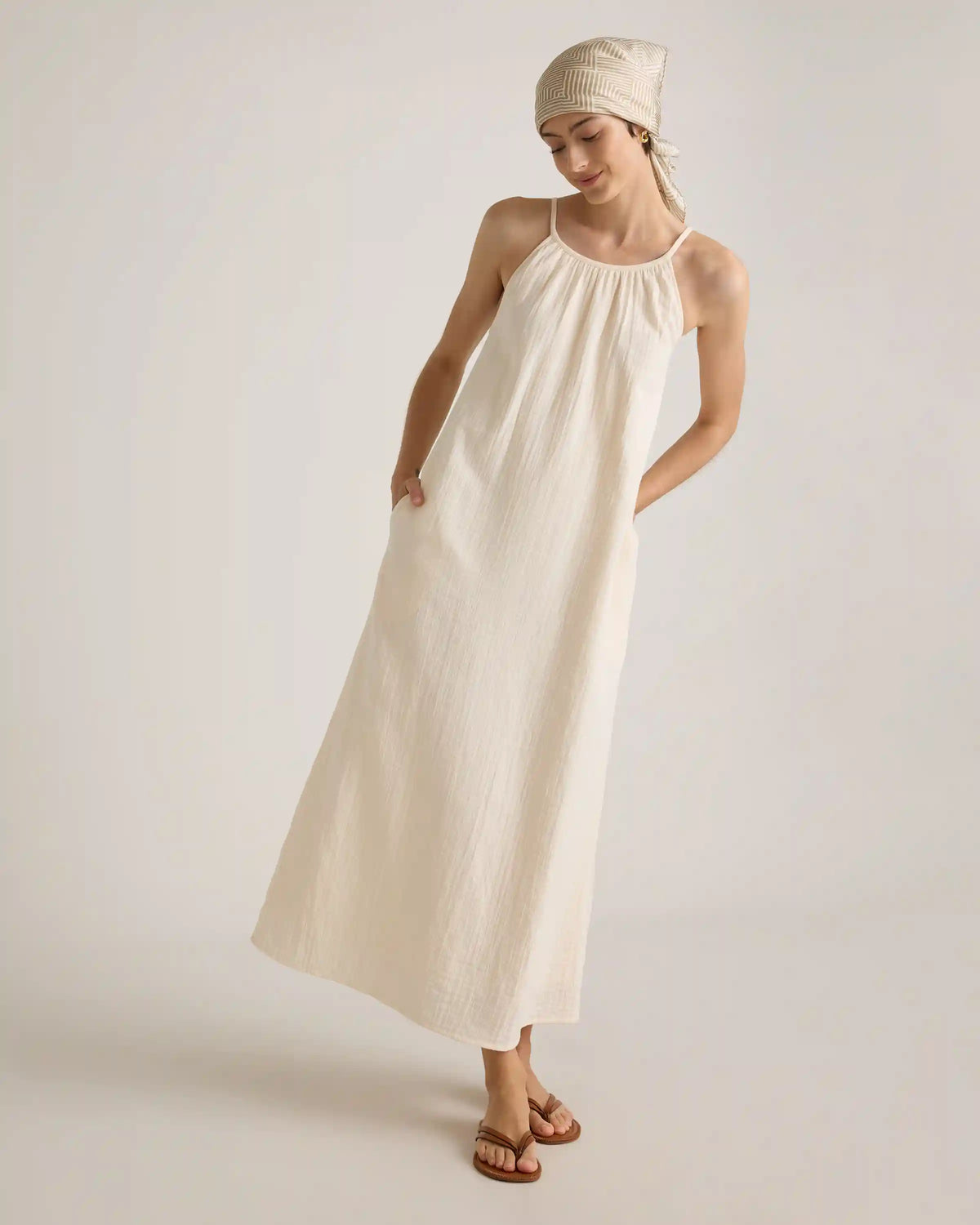 100% Organic Cotton Gauze Sleeveless Maxi Dress