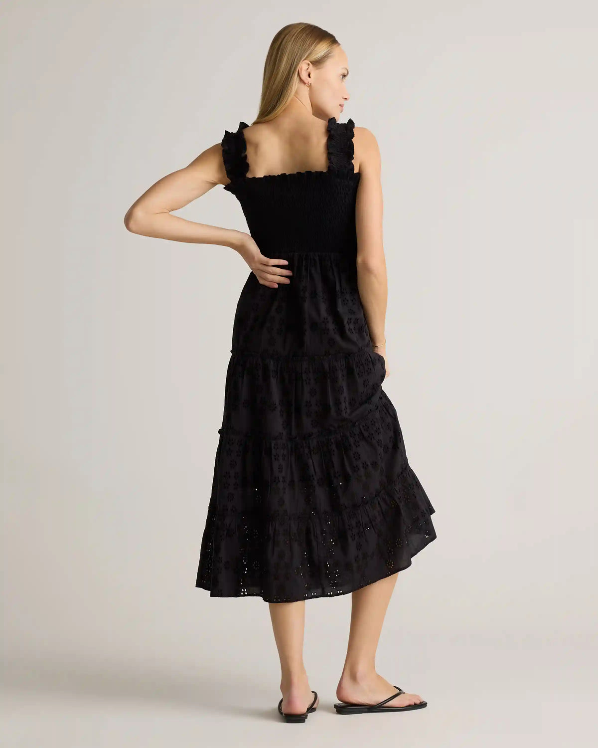 100% Organic Cotton Eyelet Smocked Midi Dress
