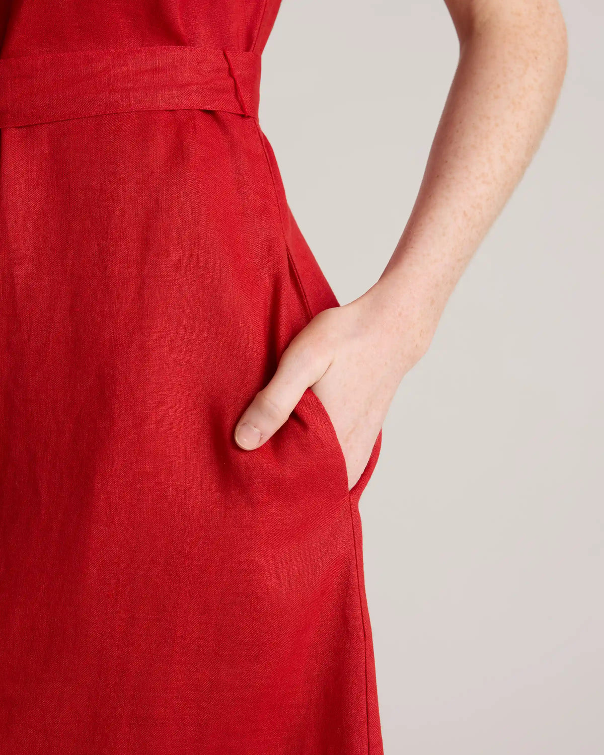 100% European Linen Button Front Dress