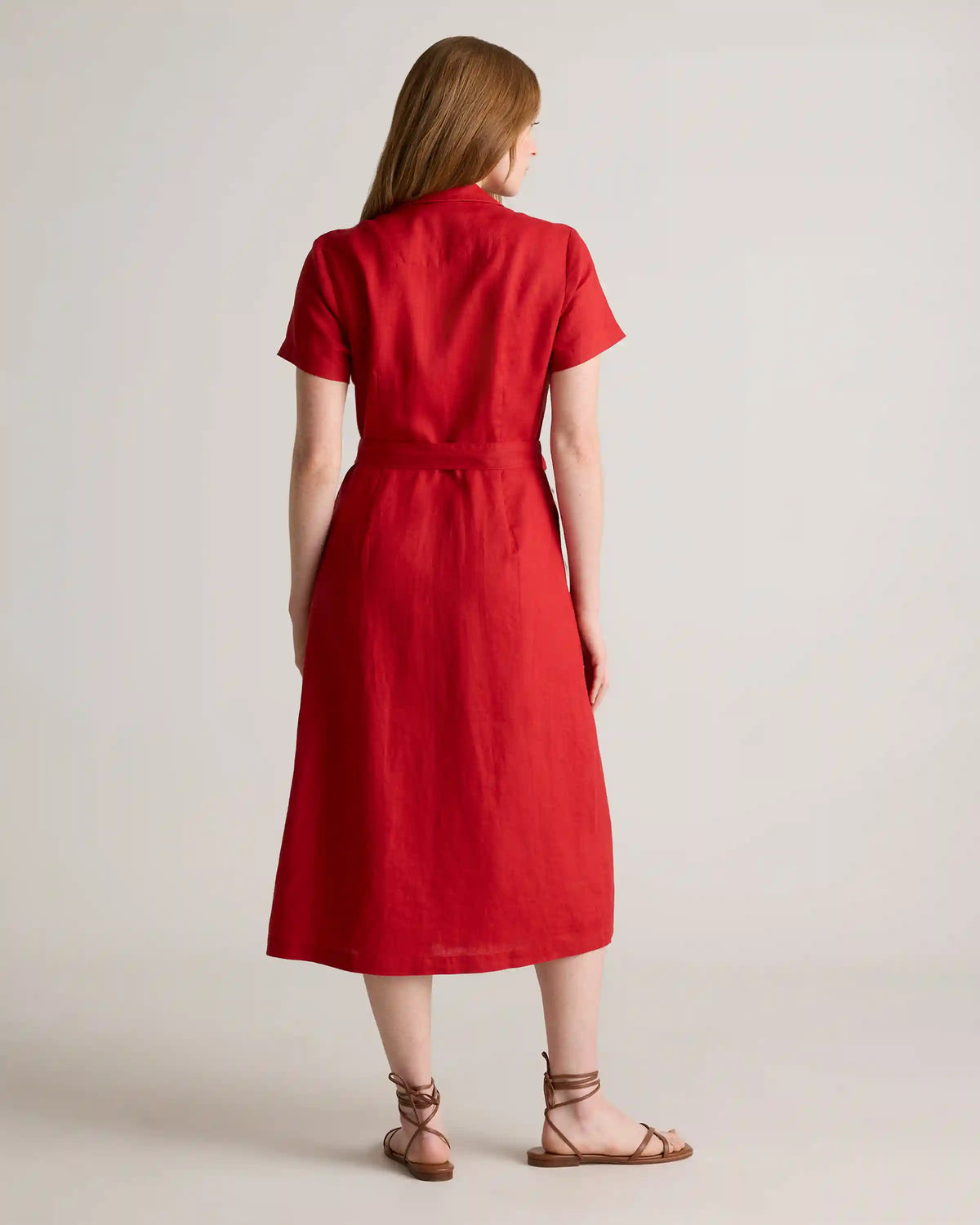 100% European Linen Button Front Dress