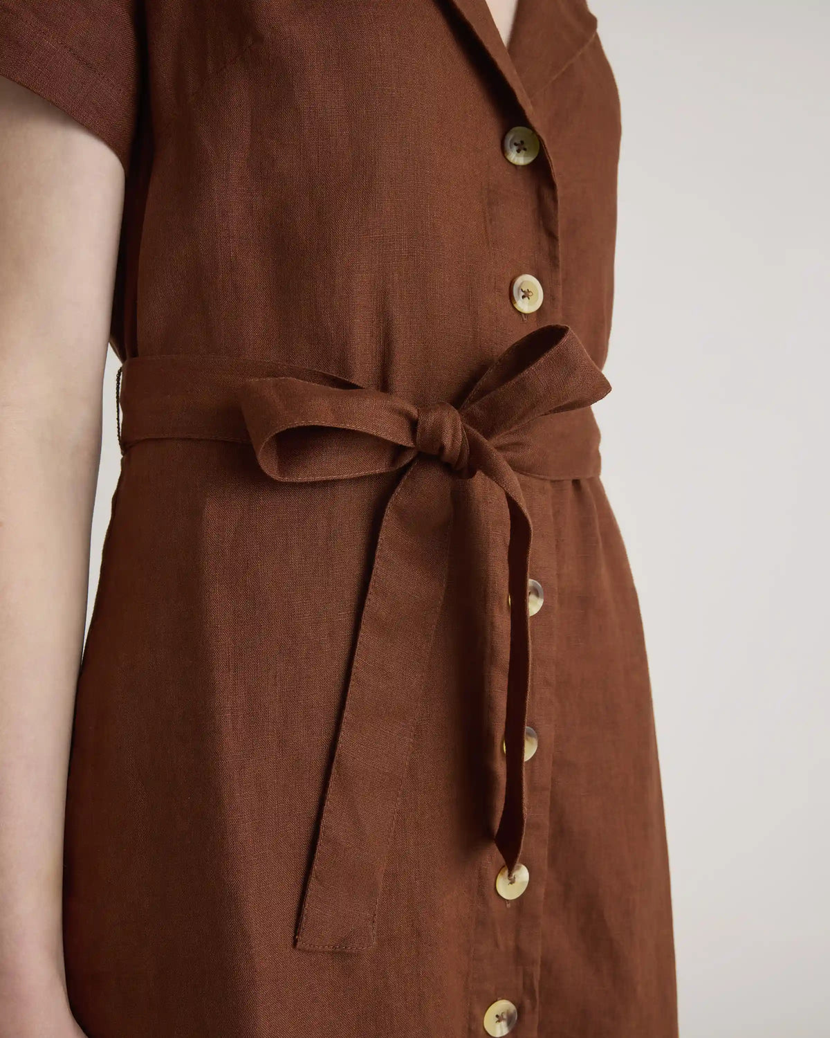100% European Linen Button Front Dress