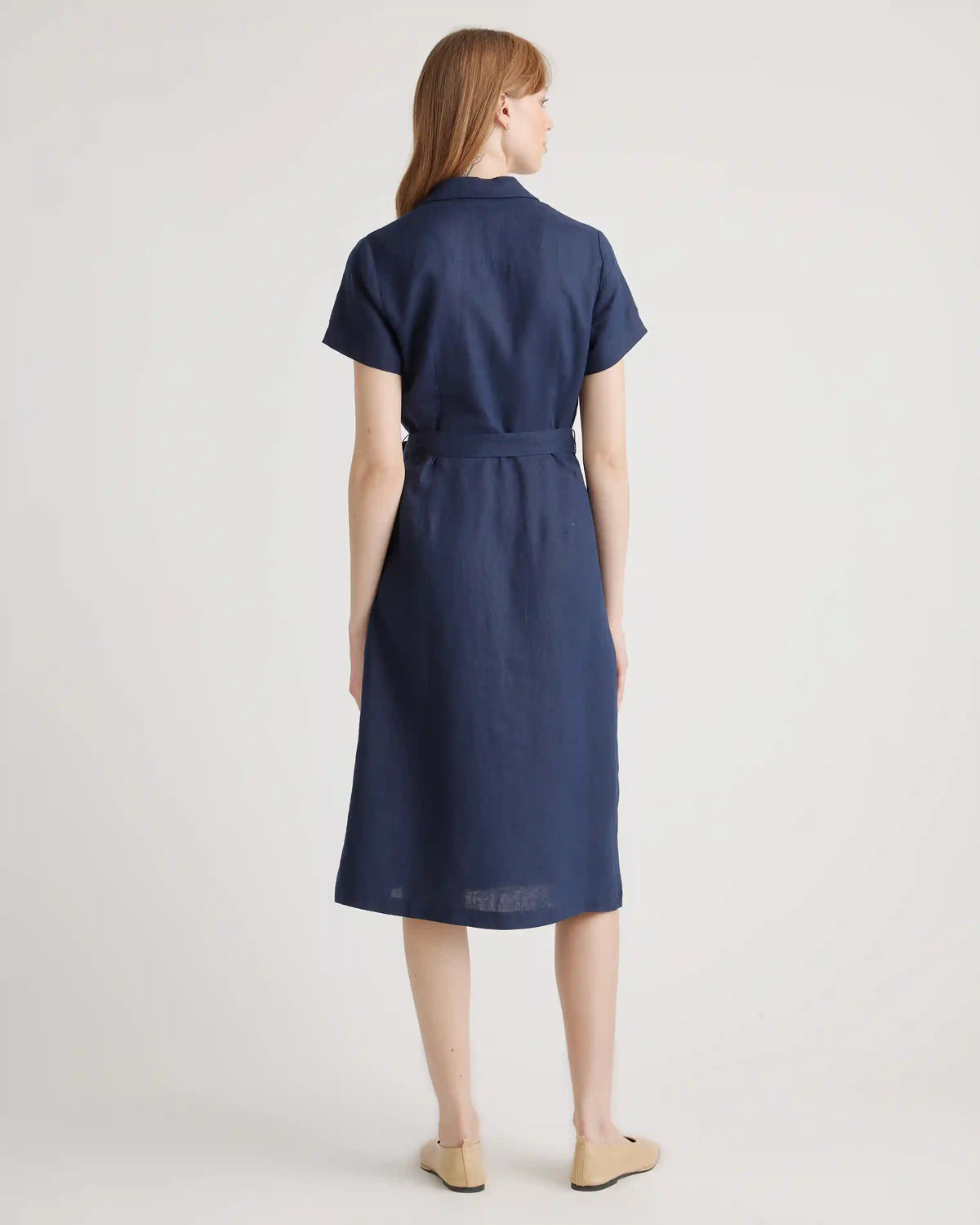 100% European Linen Button Front Dress