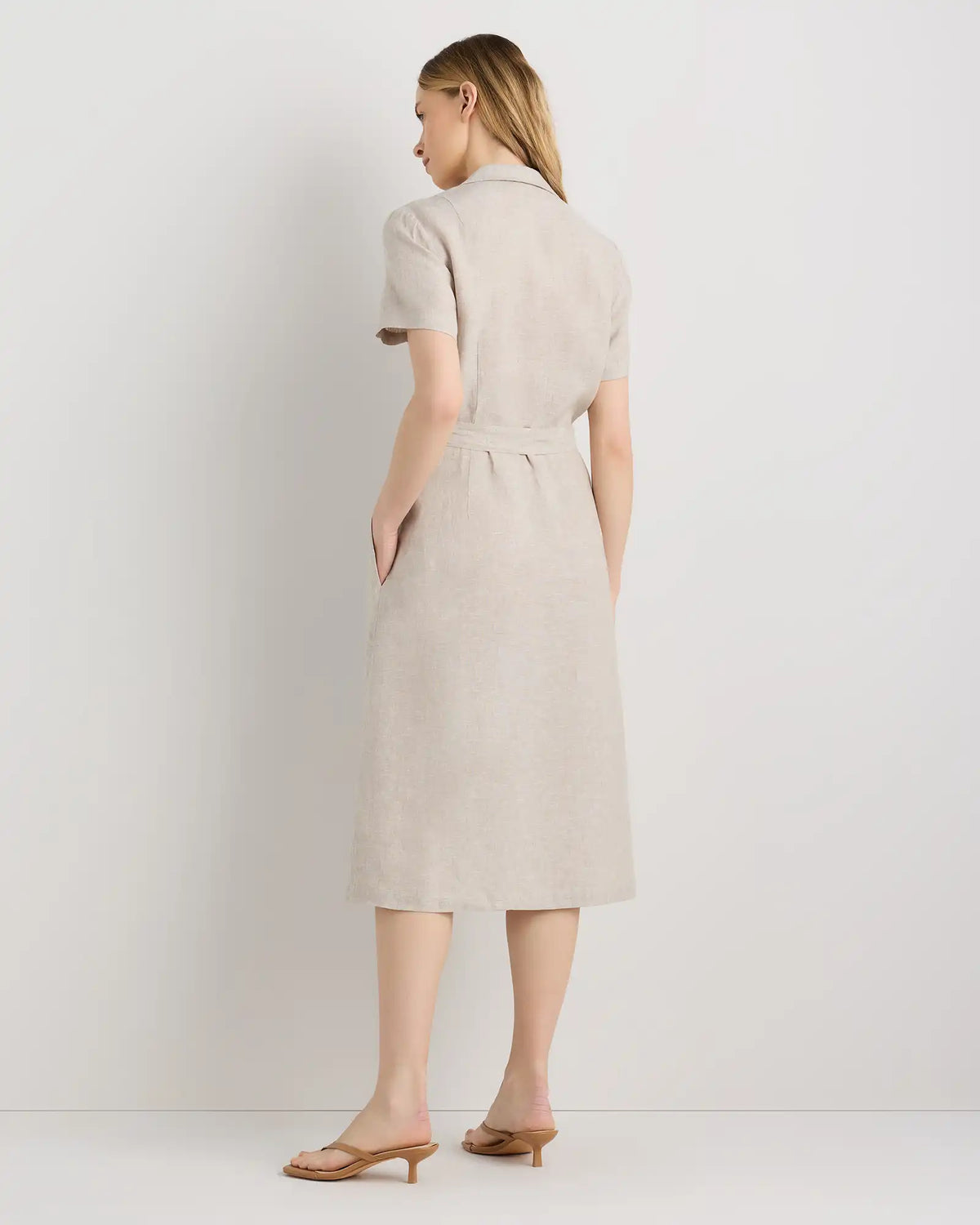 100% European Linen Button Front Dress