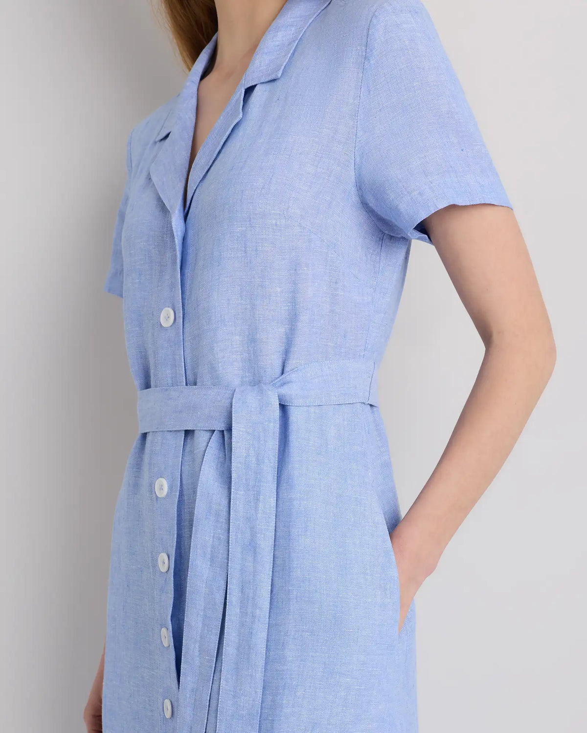 100% European Linen Button Front Dress