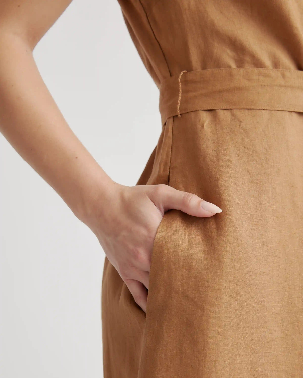 100% European Linen Button Front Dress