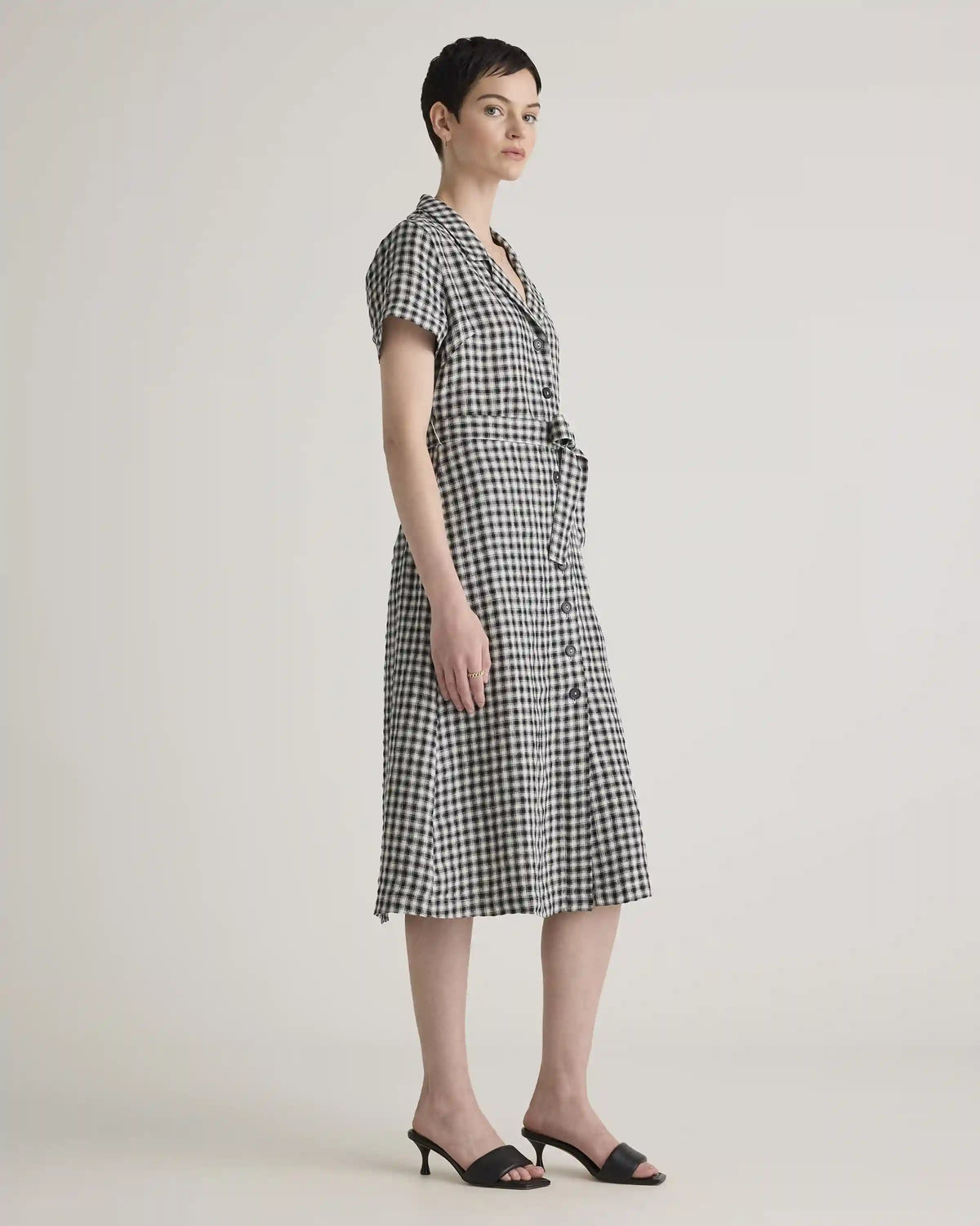 100% European Linen Button Front Dress