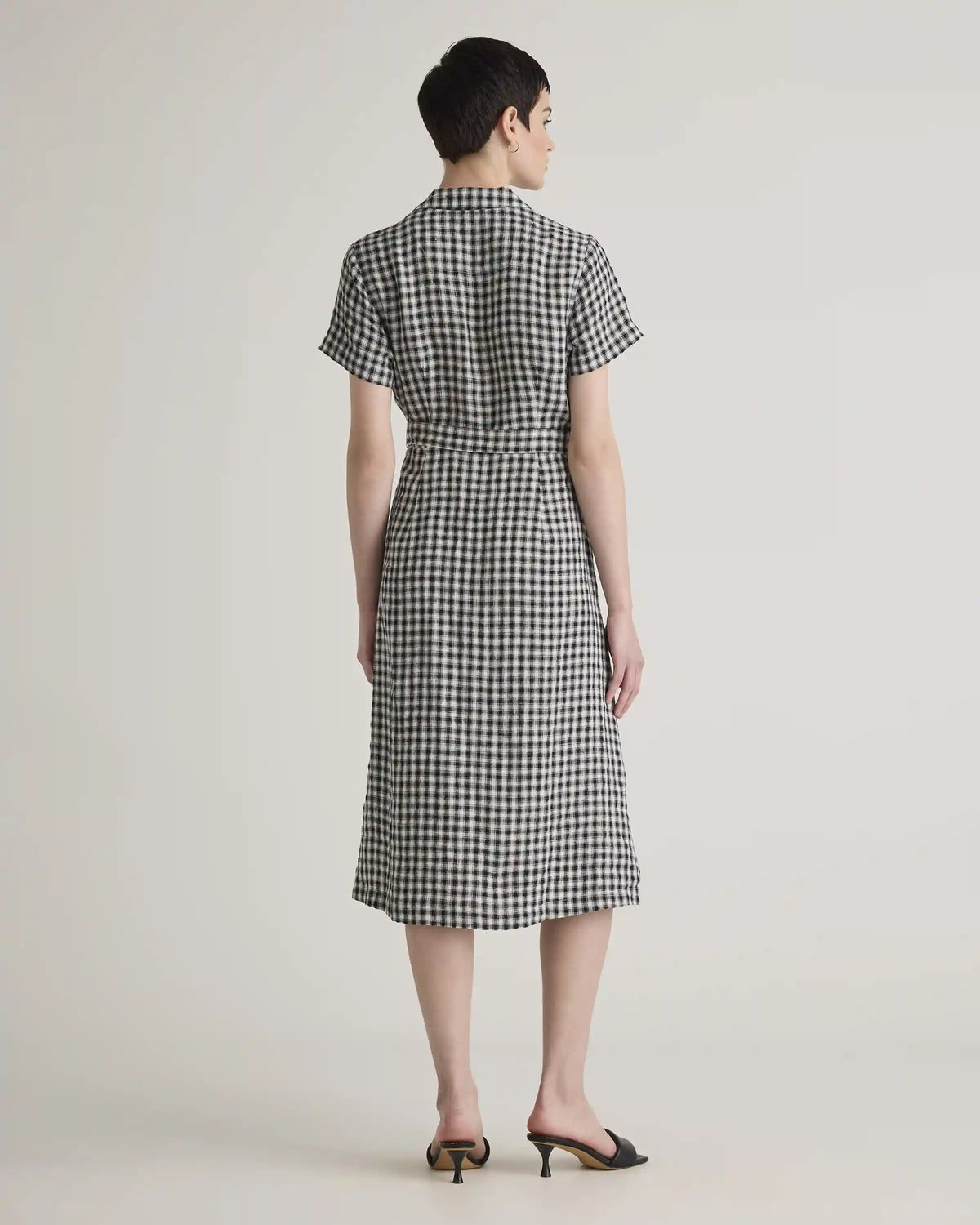 100% European Linen Button Front Dress