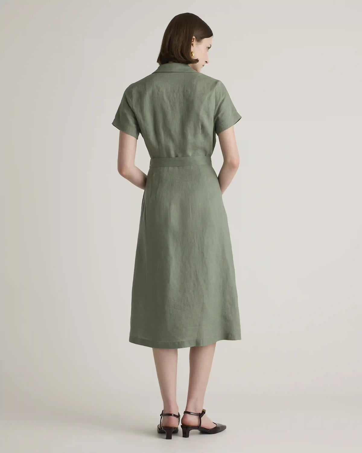 100% European Linen Button Front Dress
